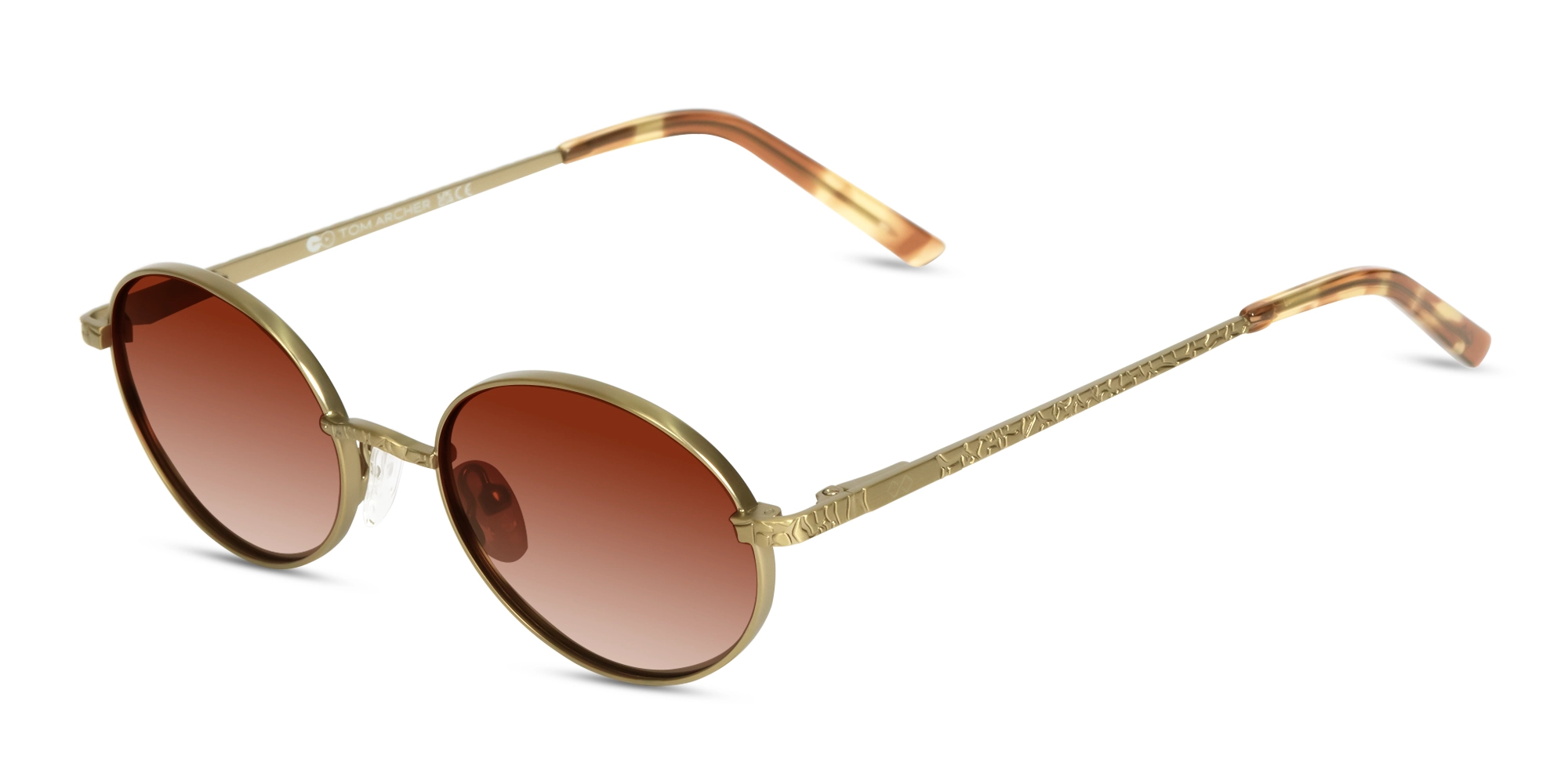 Matte Polished Gold Oval Metal Sunglasses 3