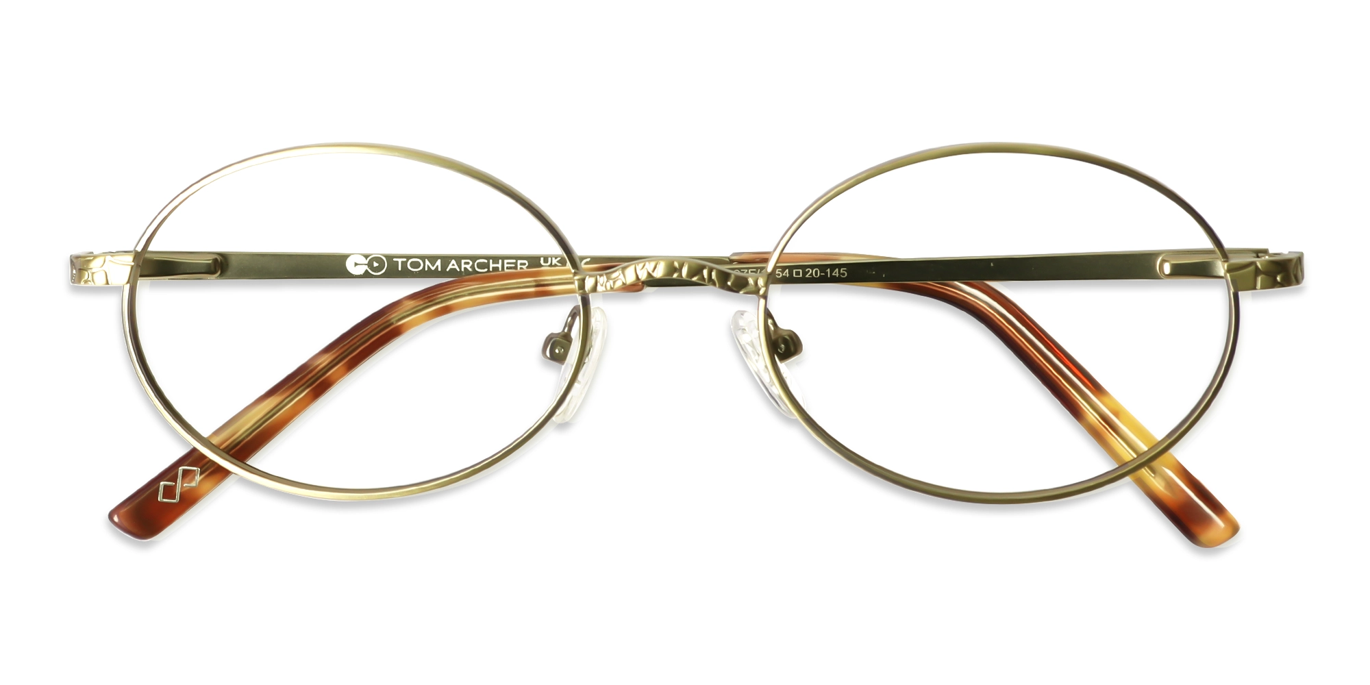 Matte Polished Gold Oval Full-Rim Glasses