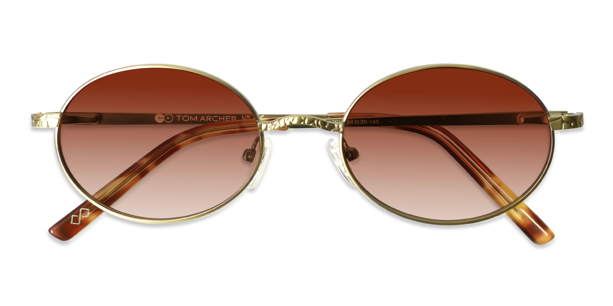 Matte Polished Gold Oval Metal Sunglasses 6