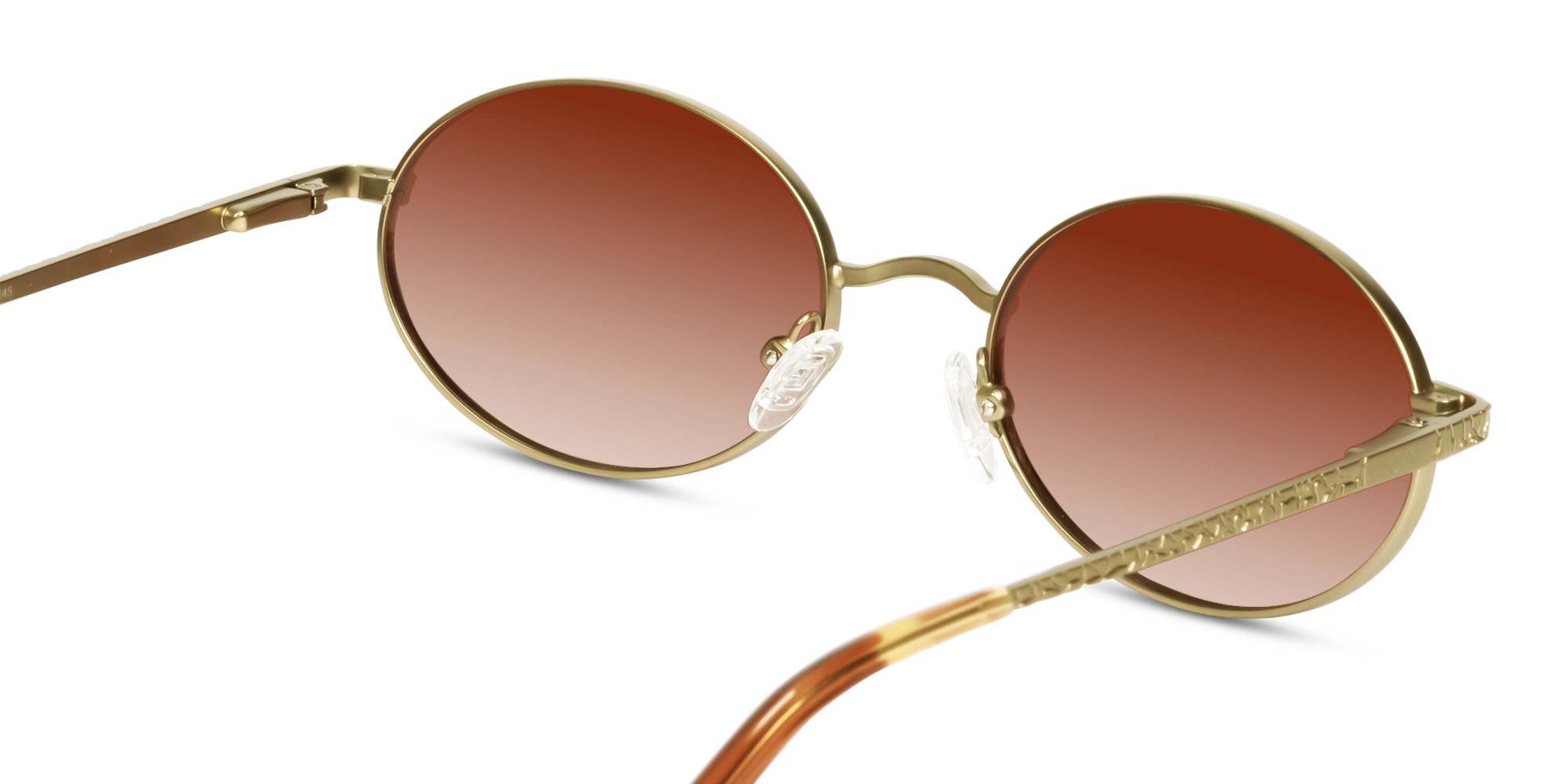 Matte Polished Gold Oval Metal Sunglasses 5