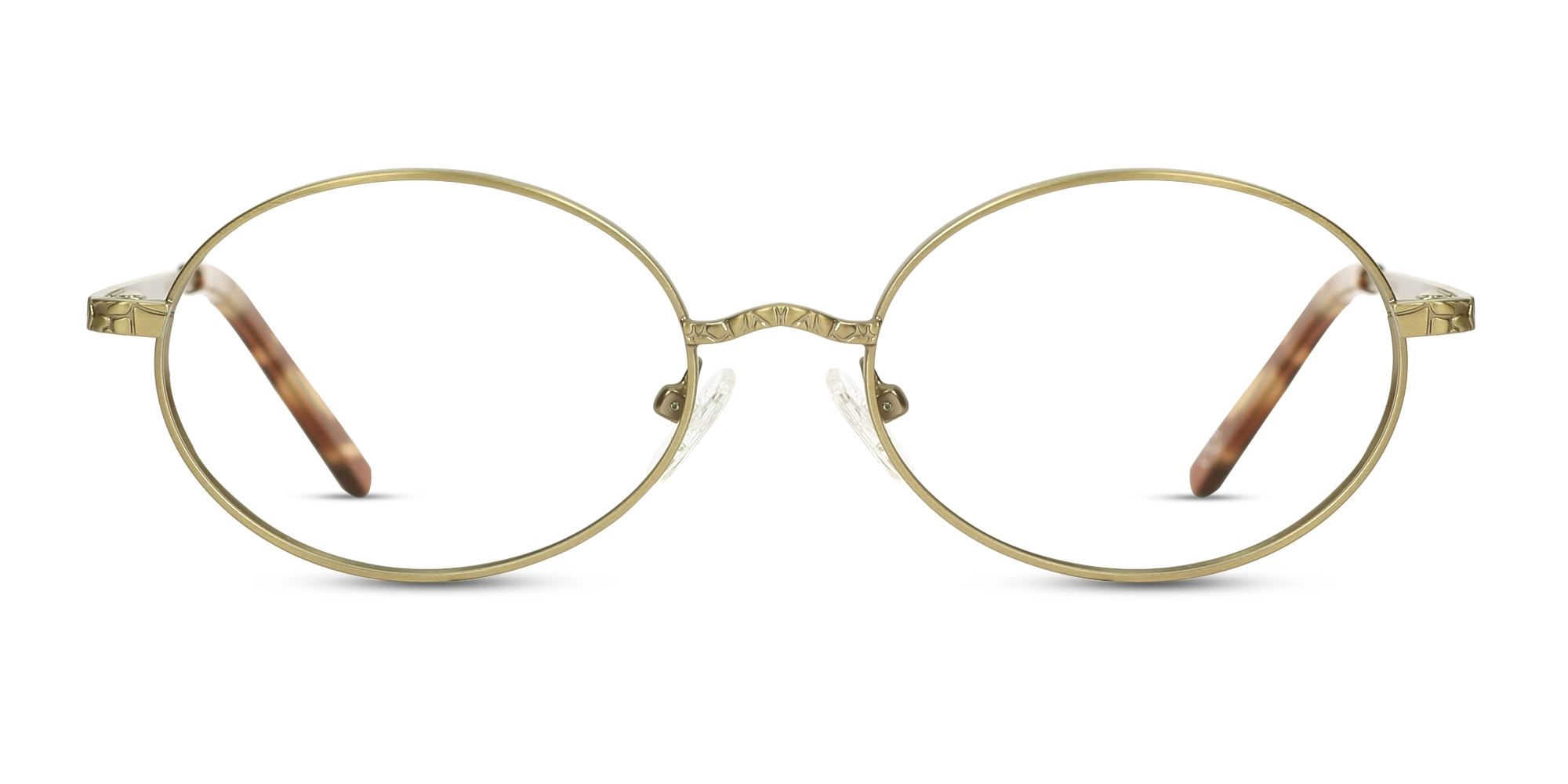 Matte Polished Gold Oval Full-Rim Glasses