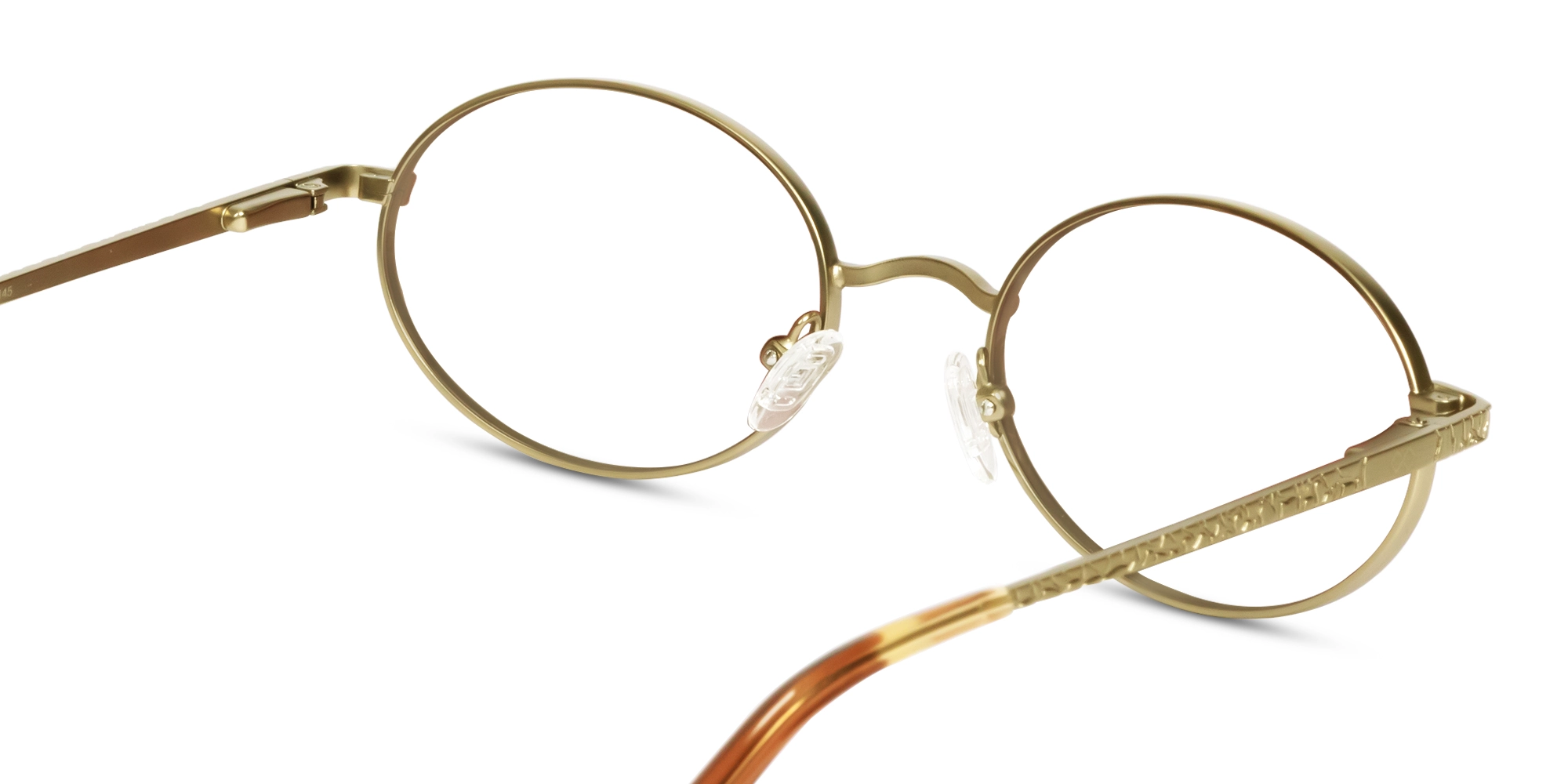 Matte Polished Gold Oval Full-Rim Glasses