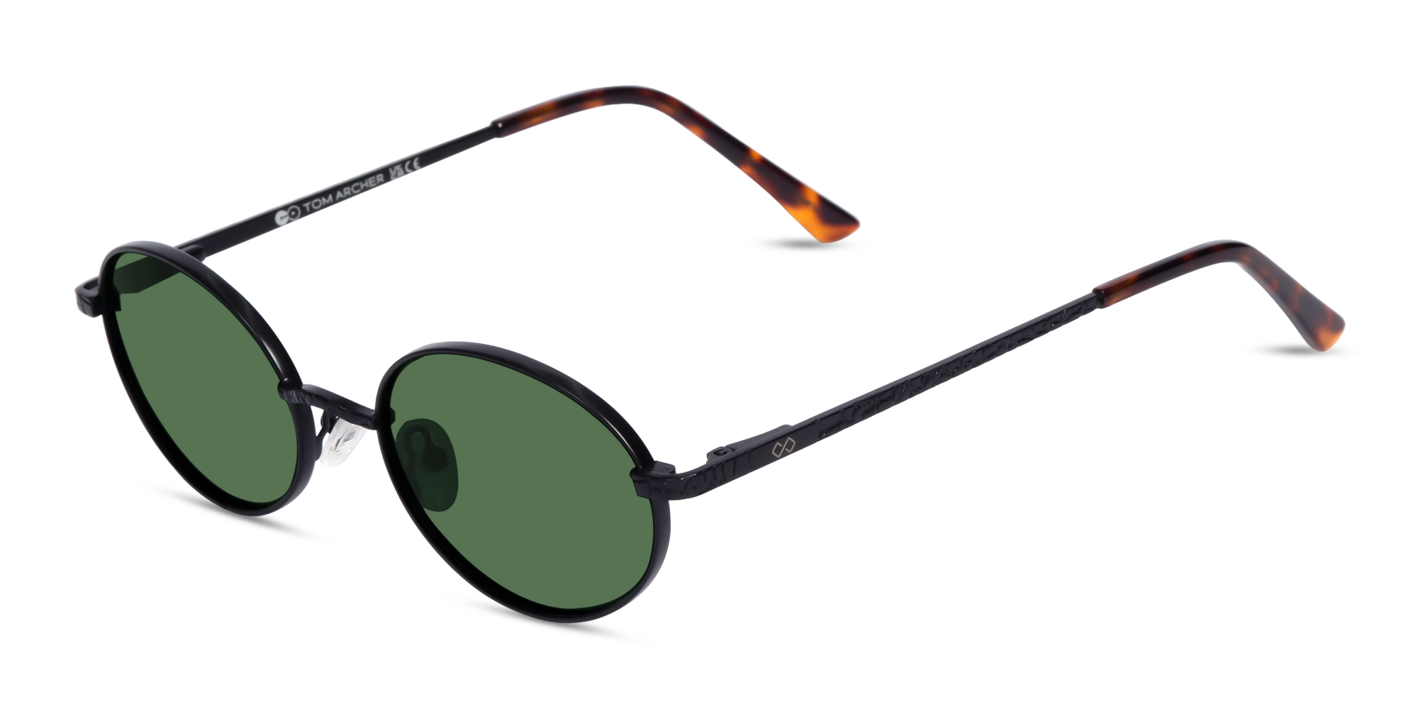 Matte Black Oval Full-Rim Sunglasses 3