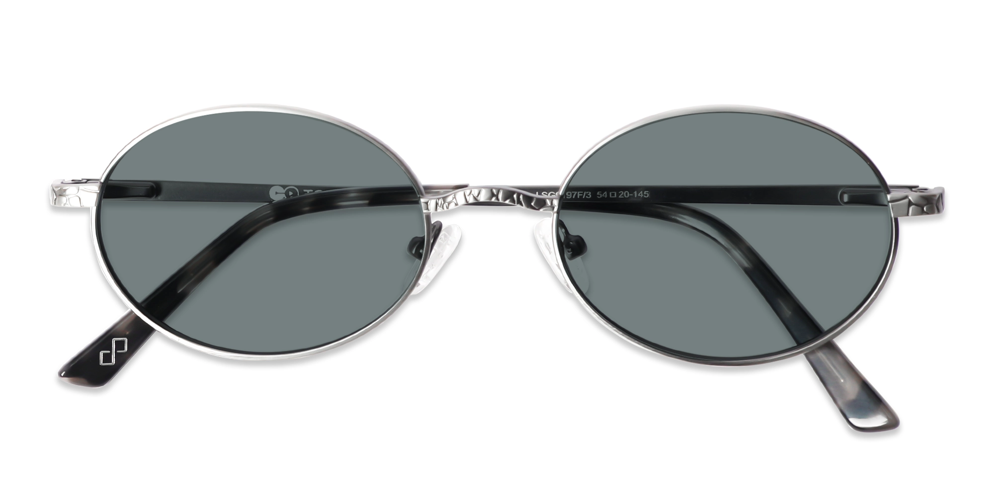 Matte Platinum Silver Oval Full-Rim Sunglasses 6