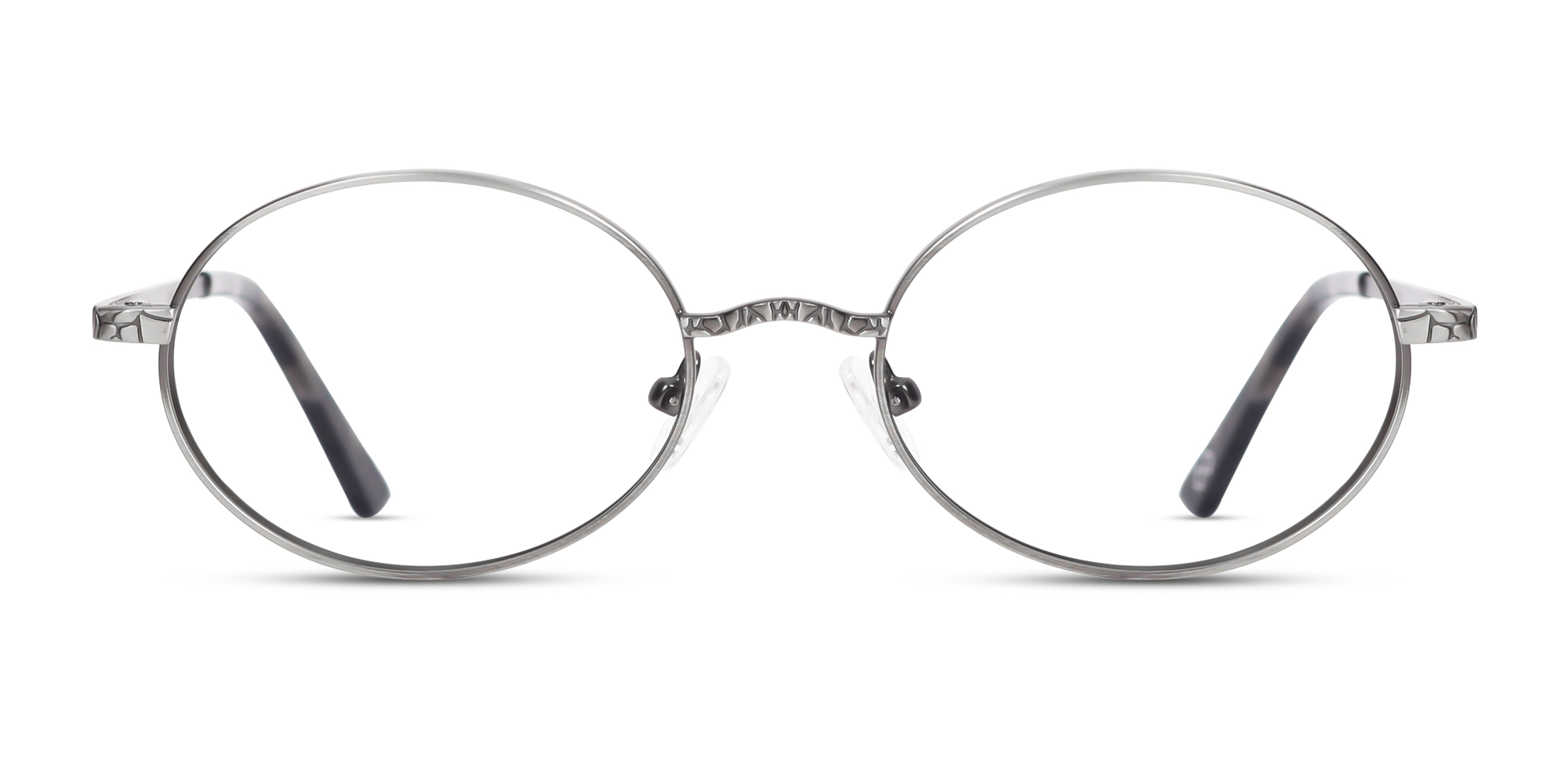 Matte Platinum Silver Oval Metal Glasses