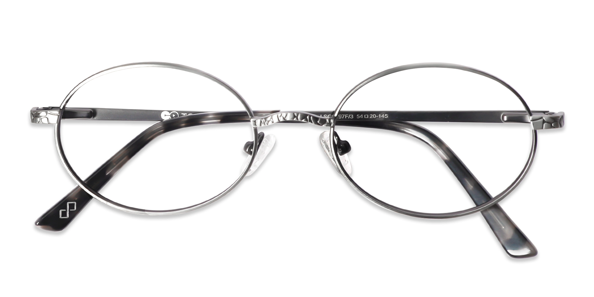 Matte Platinum Silver Oval Metal Glasses
