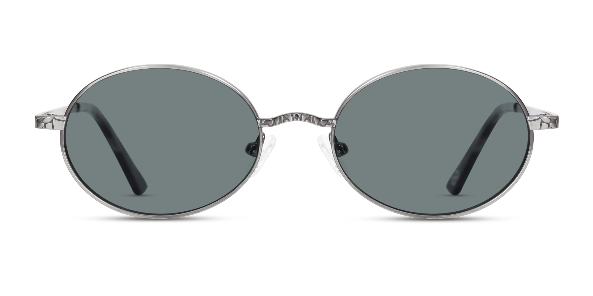 Matte Platinum Silver Oval Full-Rim Sunglasses 1