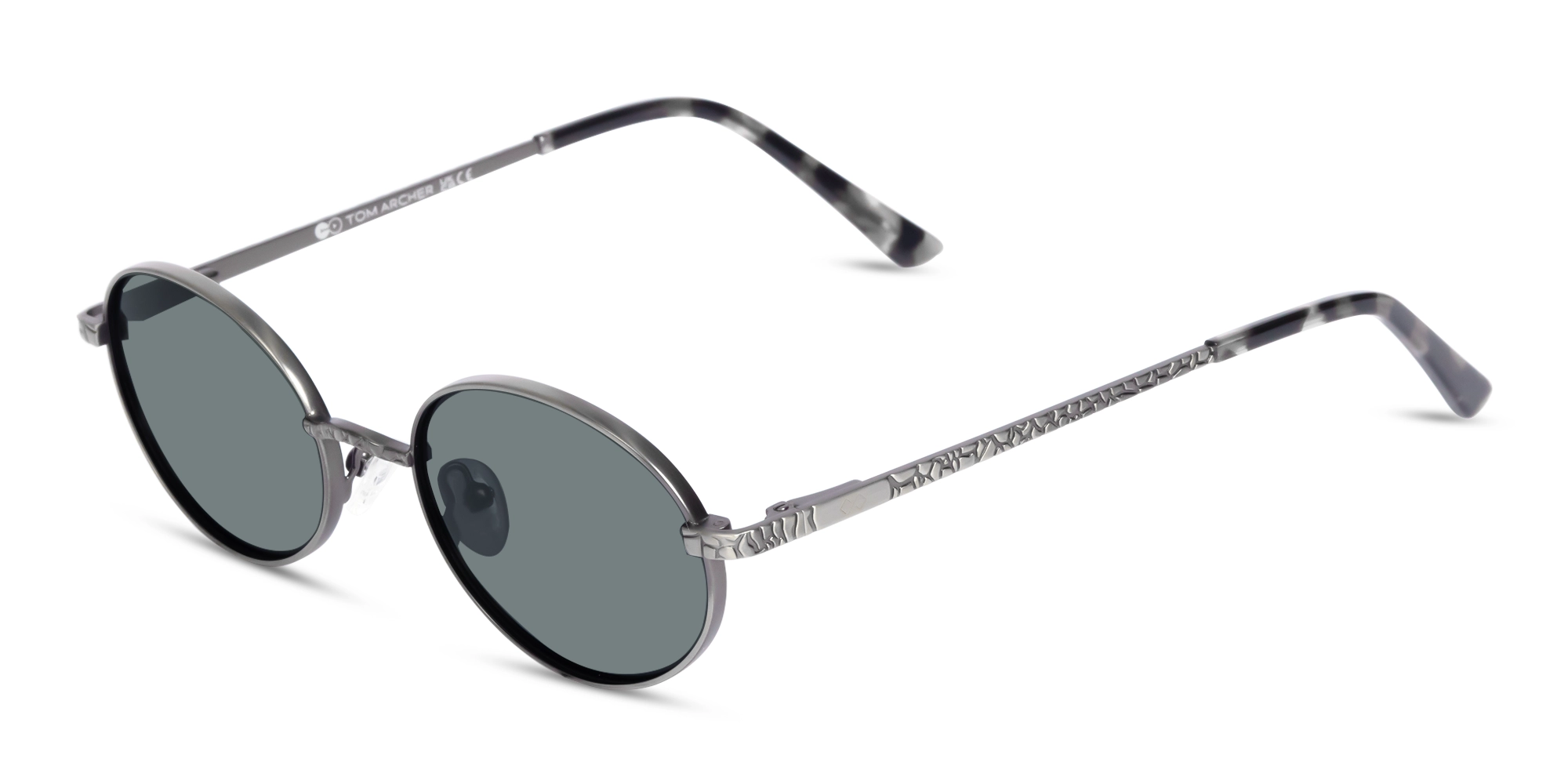 Matte Platinum Silver Oval Full-Rim Sunglasses 3
