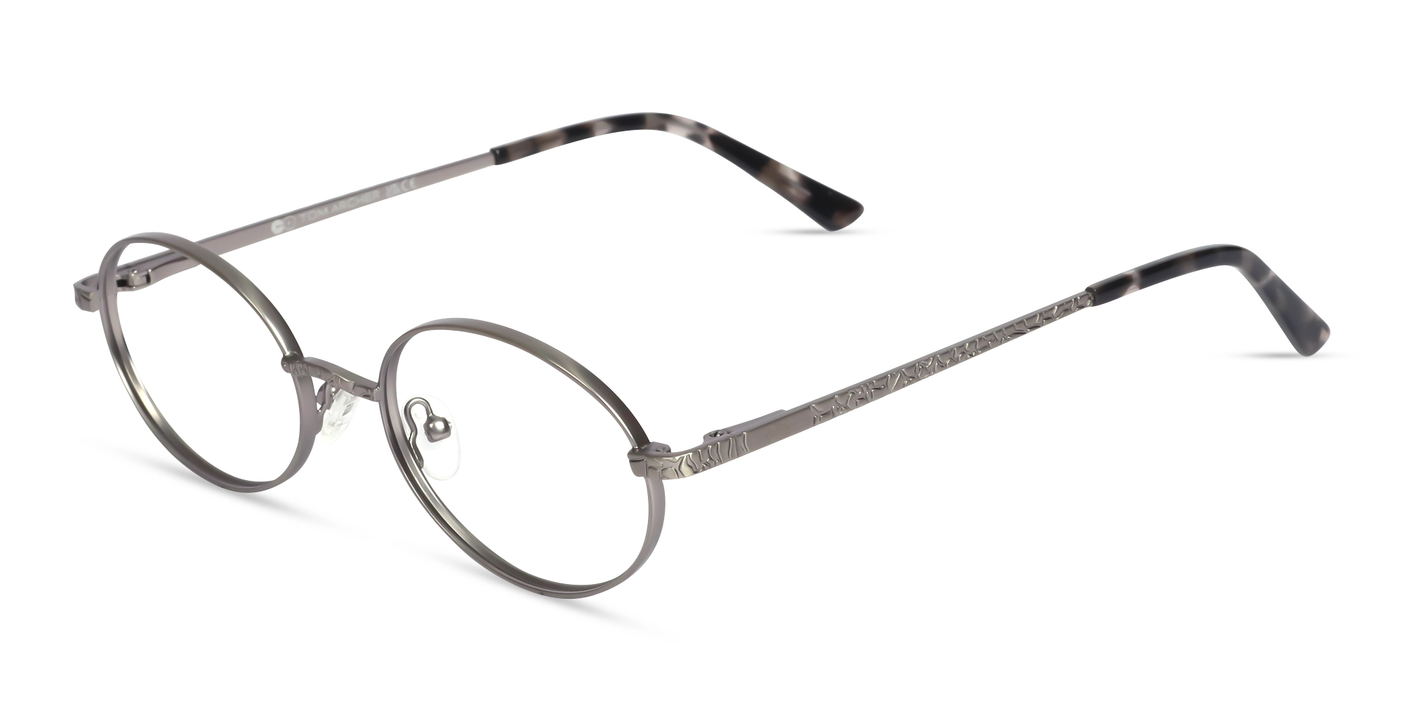 Matte Platinum Silver Oval Metal Glasses
