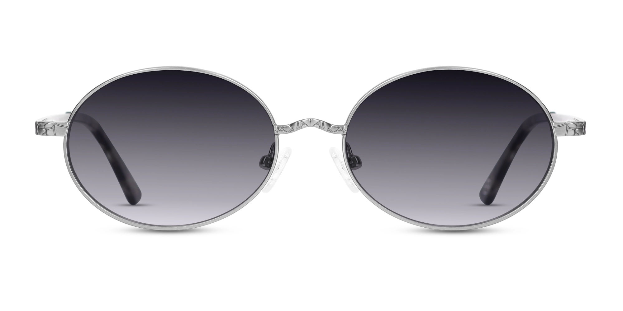 Matte Silver Oval Metal Sunglasses 1
