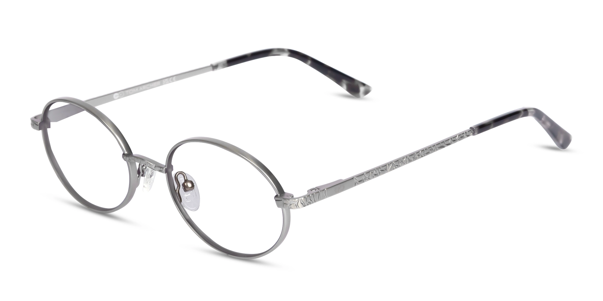Matte Silver Oval Full-Rim Metal Glasses