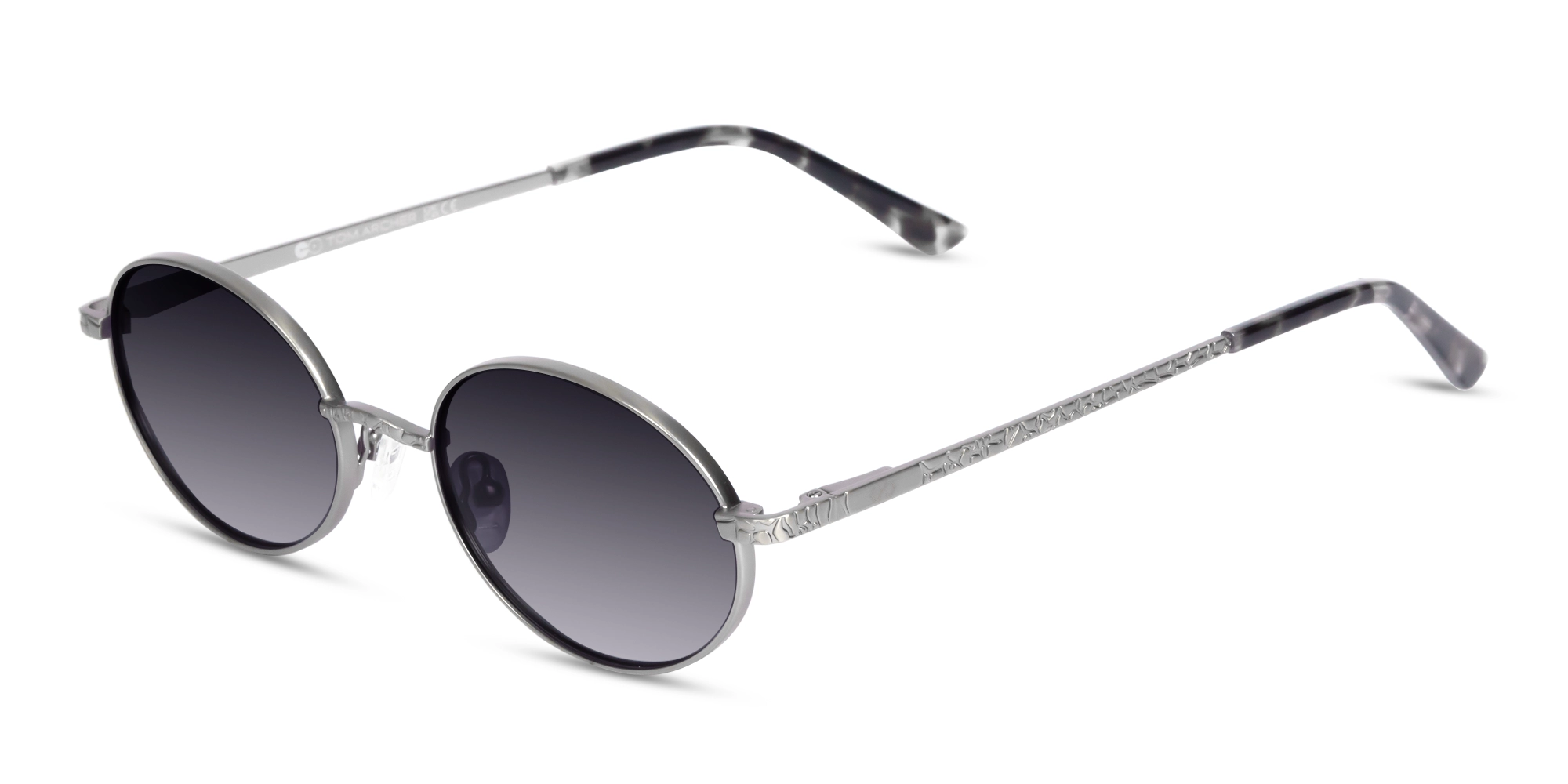 Matte Silver Oval Metal Sunglasses 3