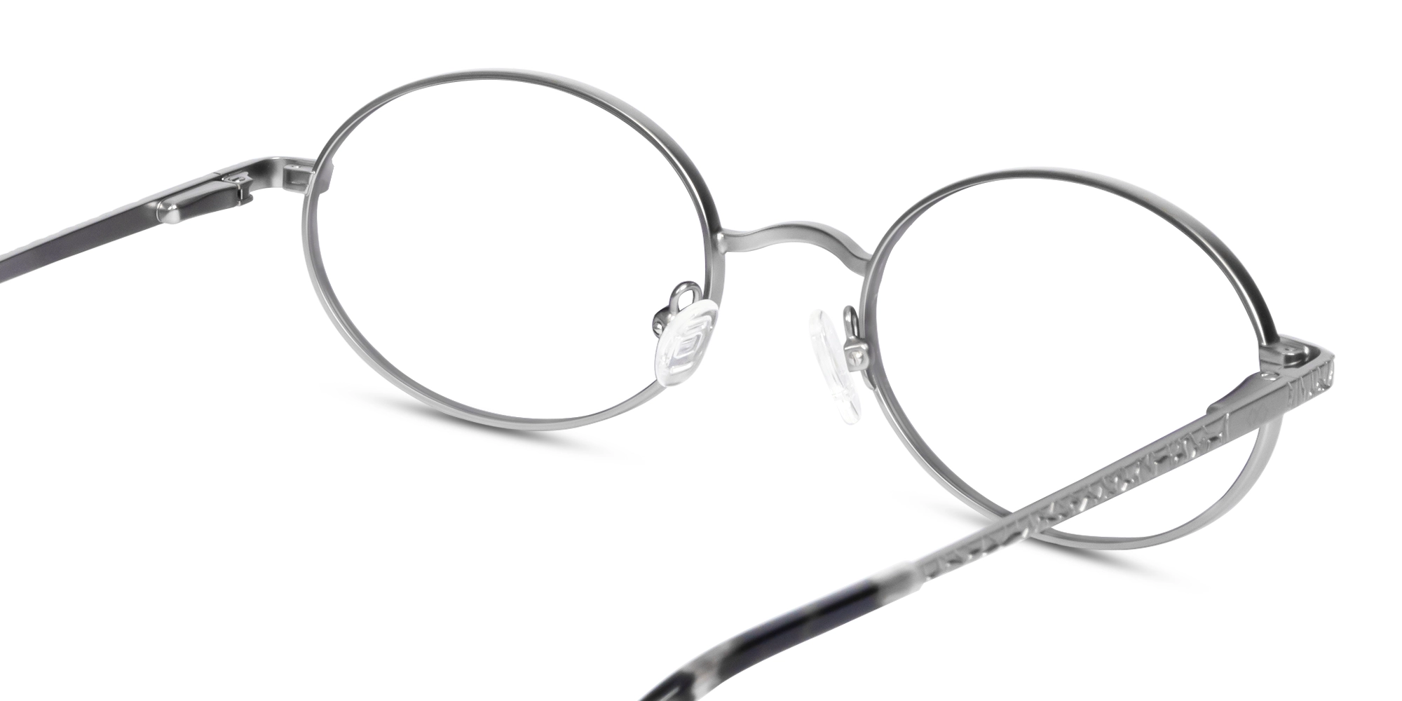 Matte Silver Oval Full-Rim Metal Glasses