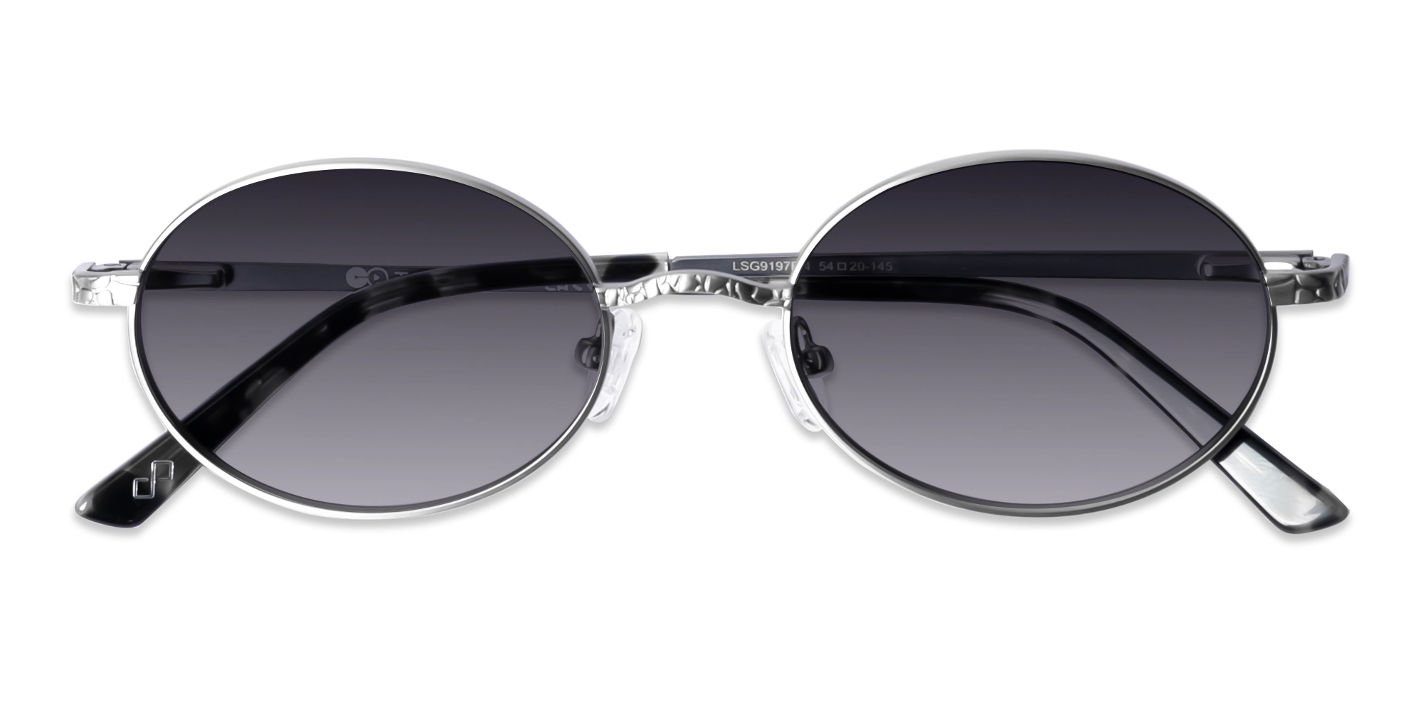 Matte Silver Oval Metal Sunglasses 6