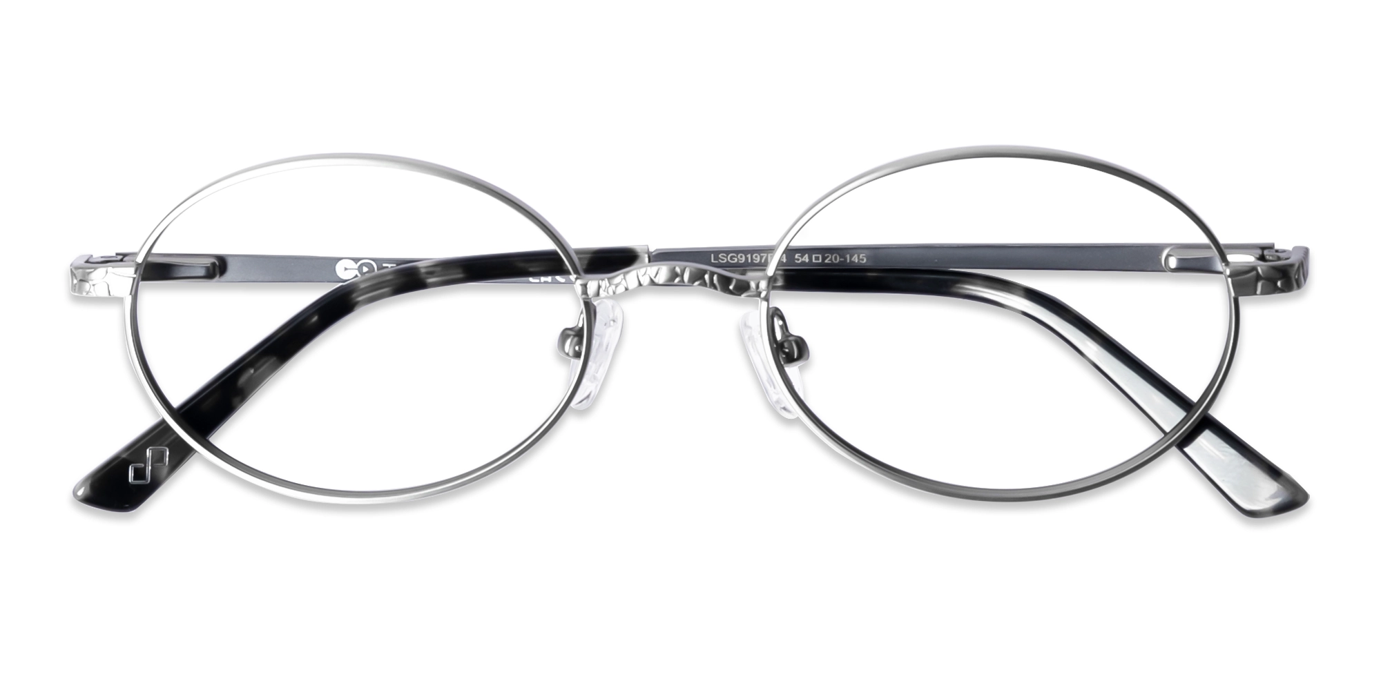 Matte Silver Oval Full-Rim Metal Glasses