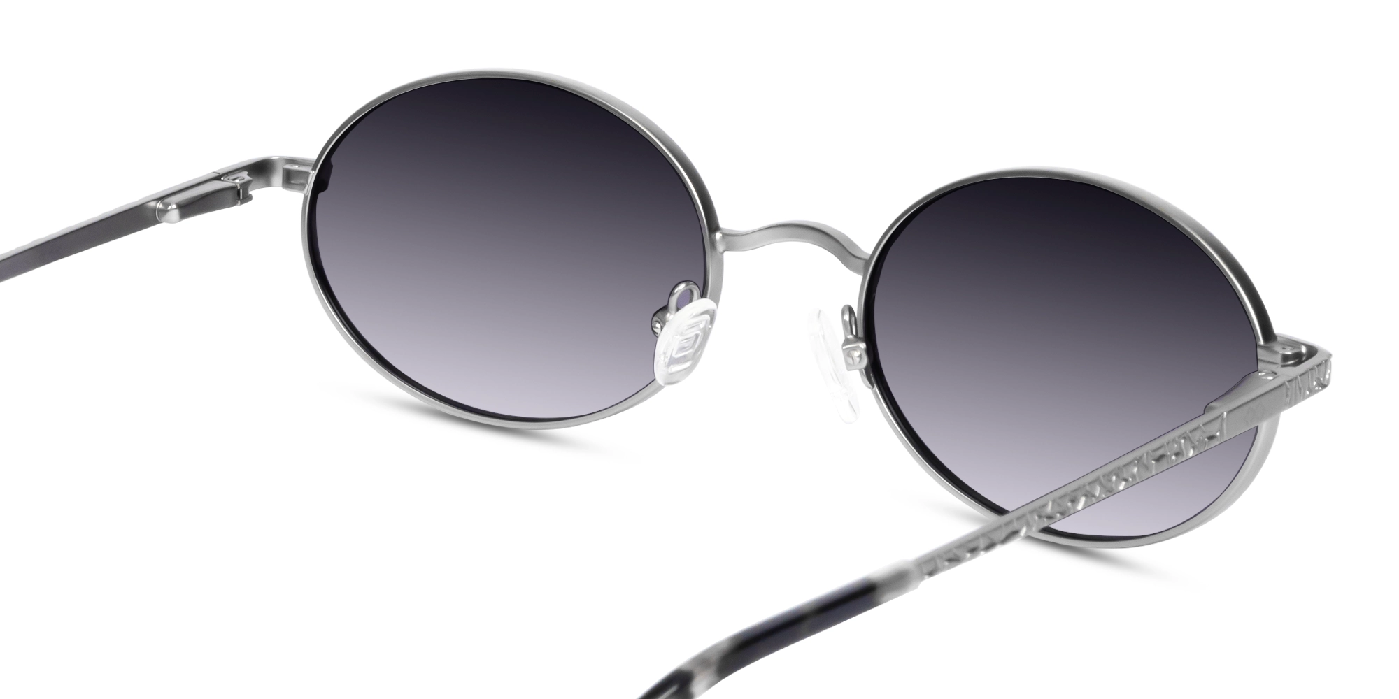Matte Silver Oval Metal Sunglasses 5
