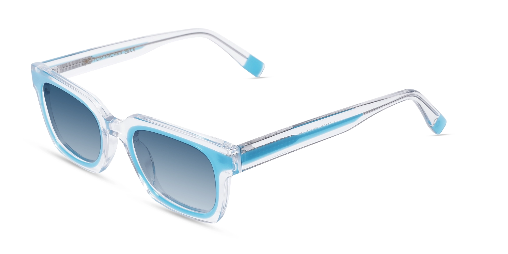 Blue Gradient Rectangle Acetate Sunglasses