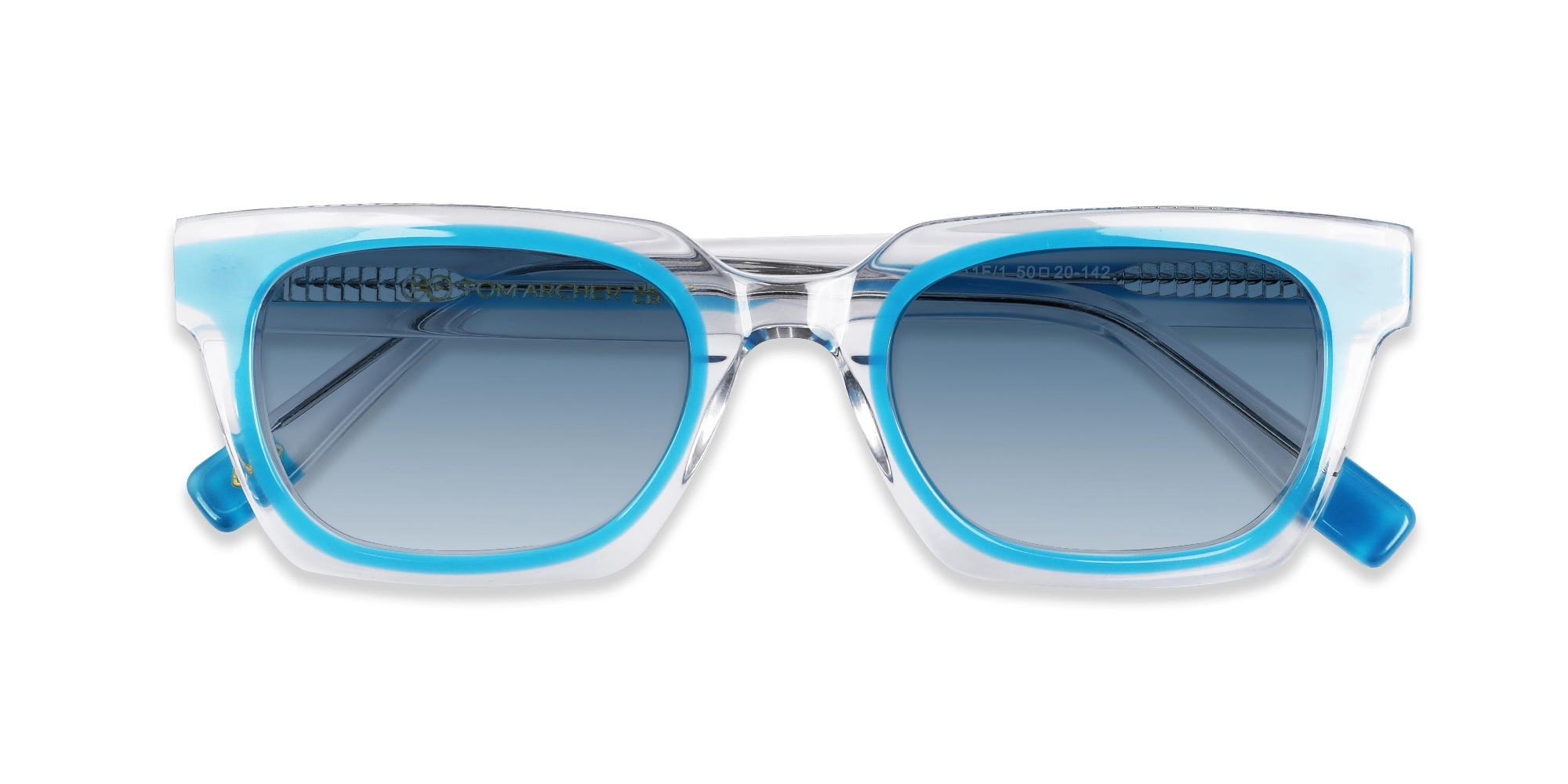 Blue Gradient Rectangle Acetate Sunglasses