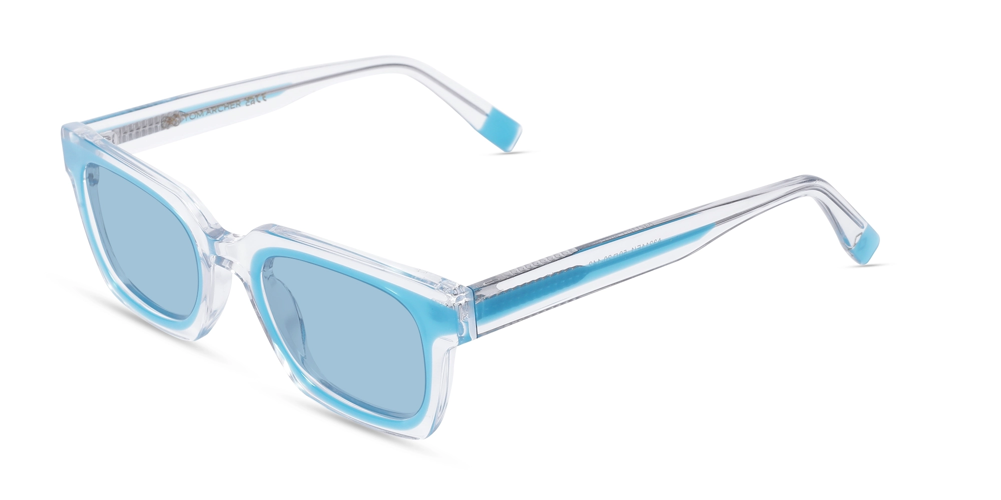 Blue Solid Rectangular Acetate Sunglasses Blue Solid Rectangular Acetate Sunglasses