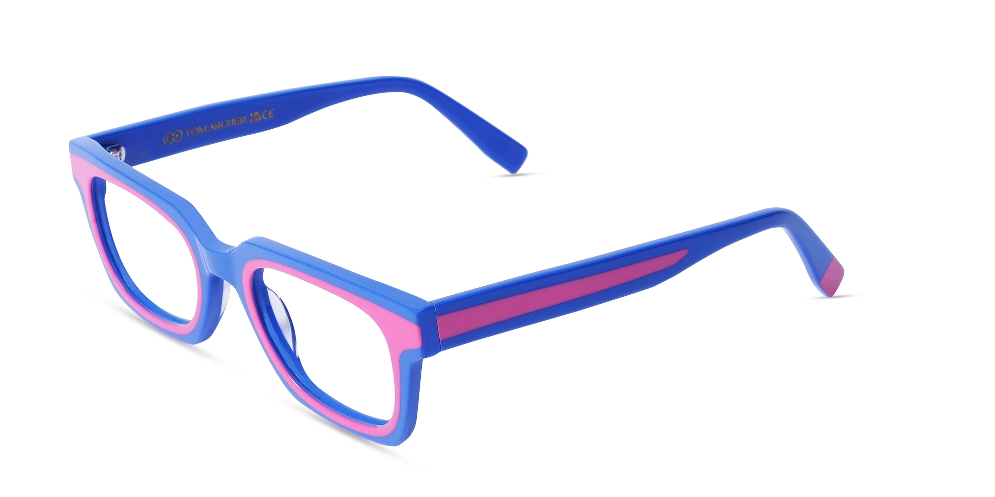 Pink Blue Rectangle Glasses-3