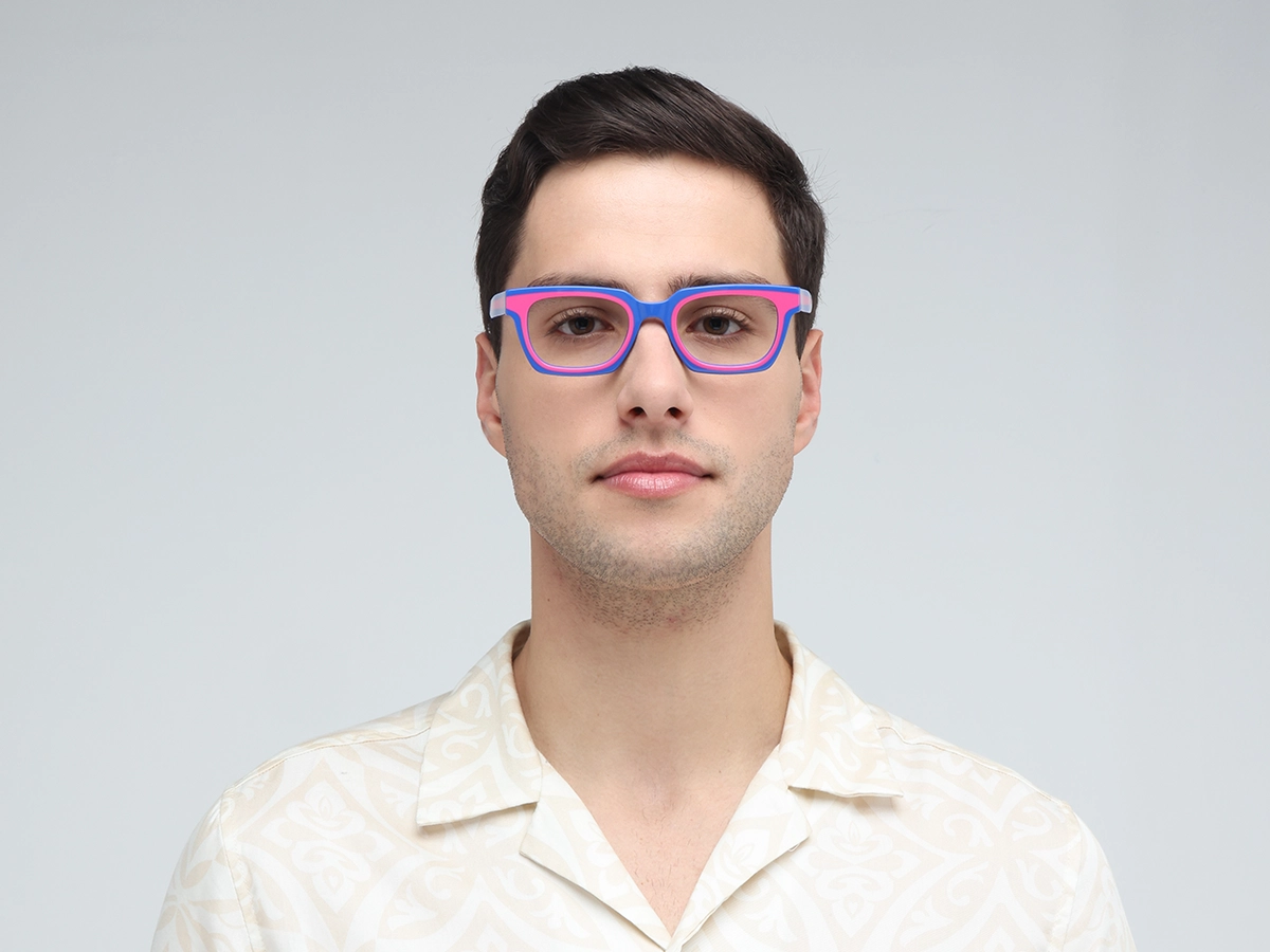 Pink Blue Rectangle Glasses-41