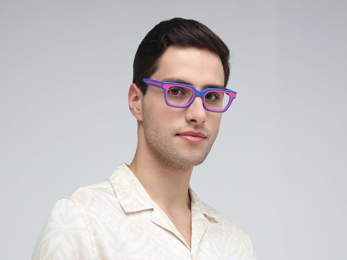 Pink Blue Rectangle Glasses-42