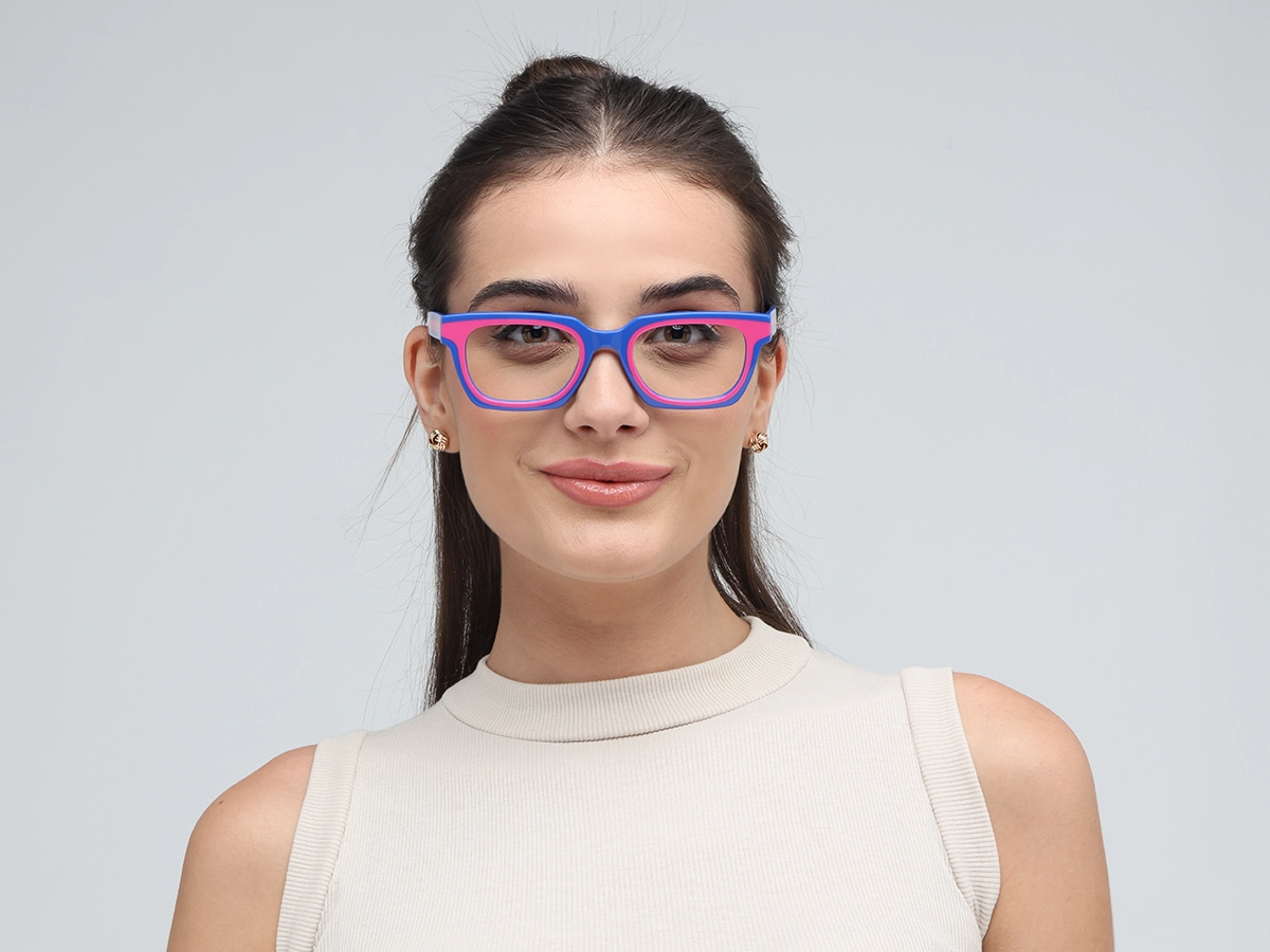 Pink Blue Rectangle Glasses-51