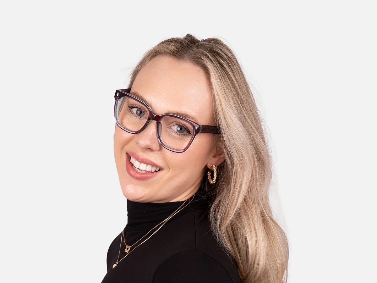 Crystal Plum Square Frame Glasses-7