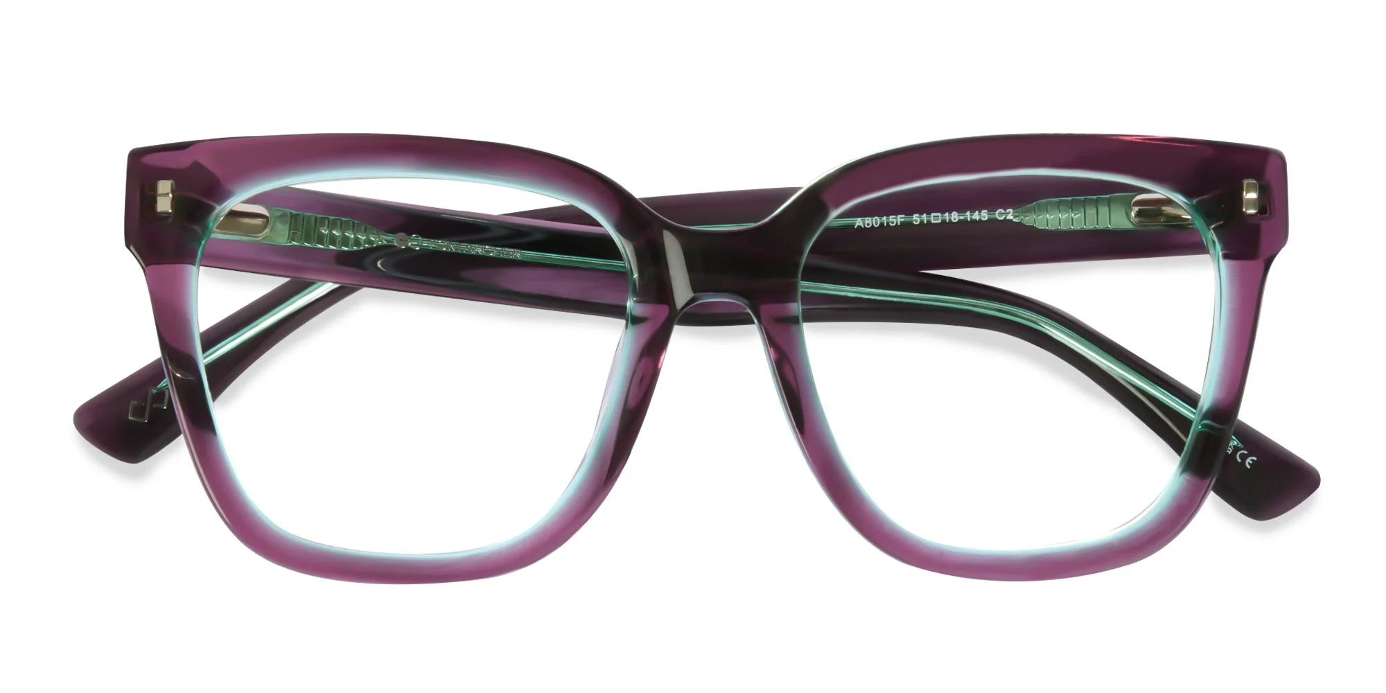 Crystal Plum Square Frame Glasses-6