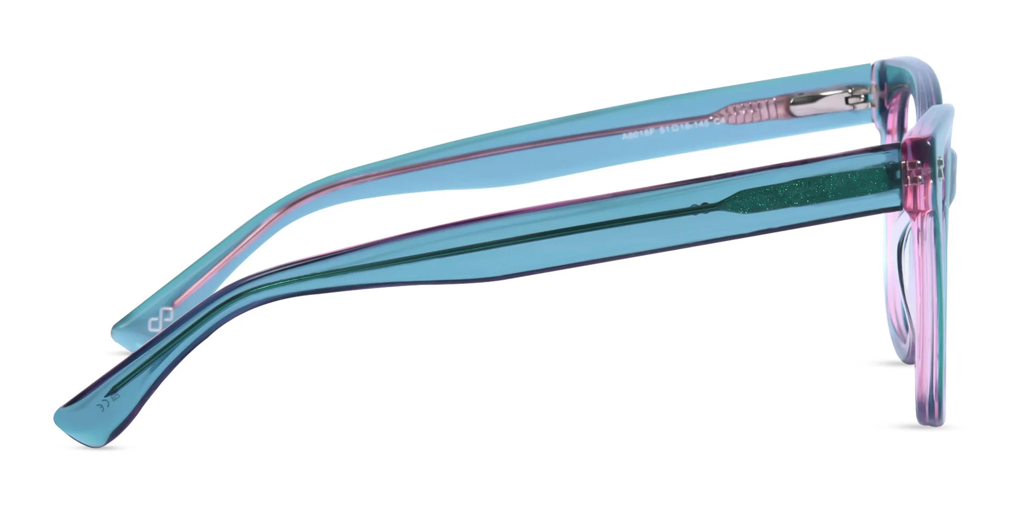 Crystal Teal Green Square Full Rim Glasses-4