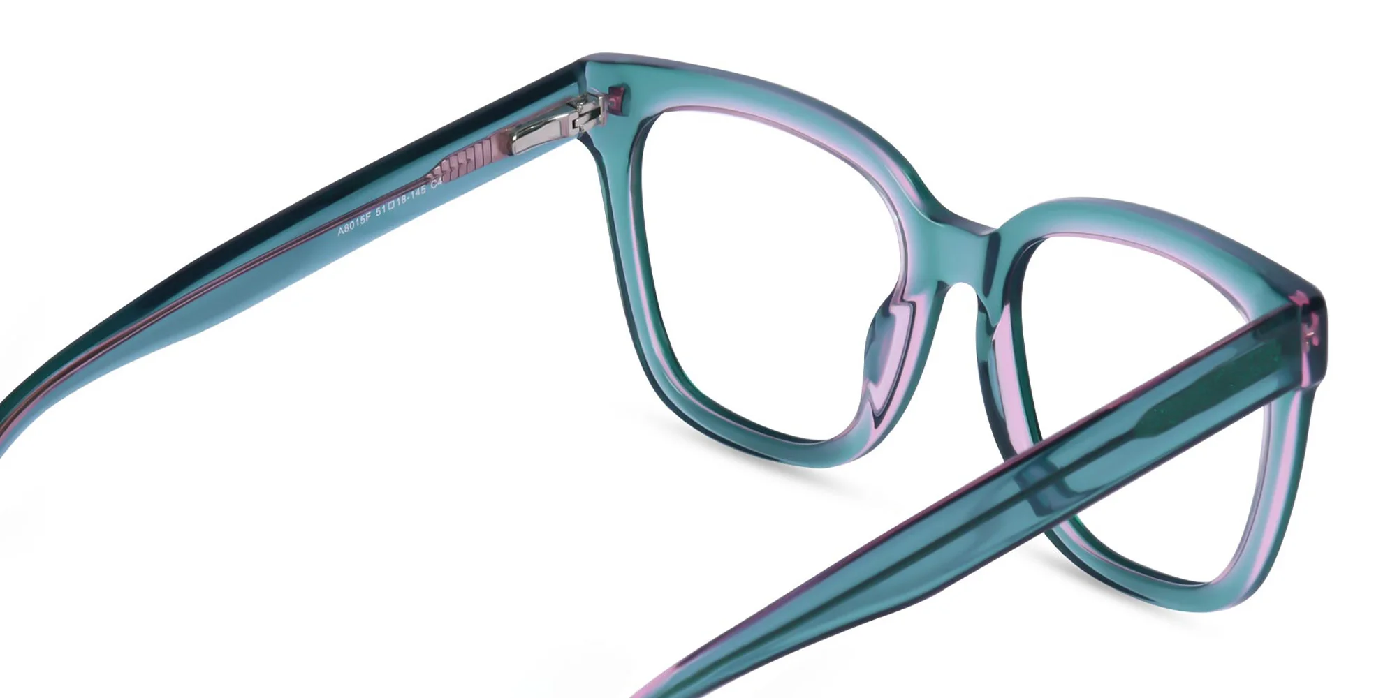 Crystal Teal Green Square Full Rim Glasses-5
