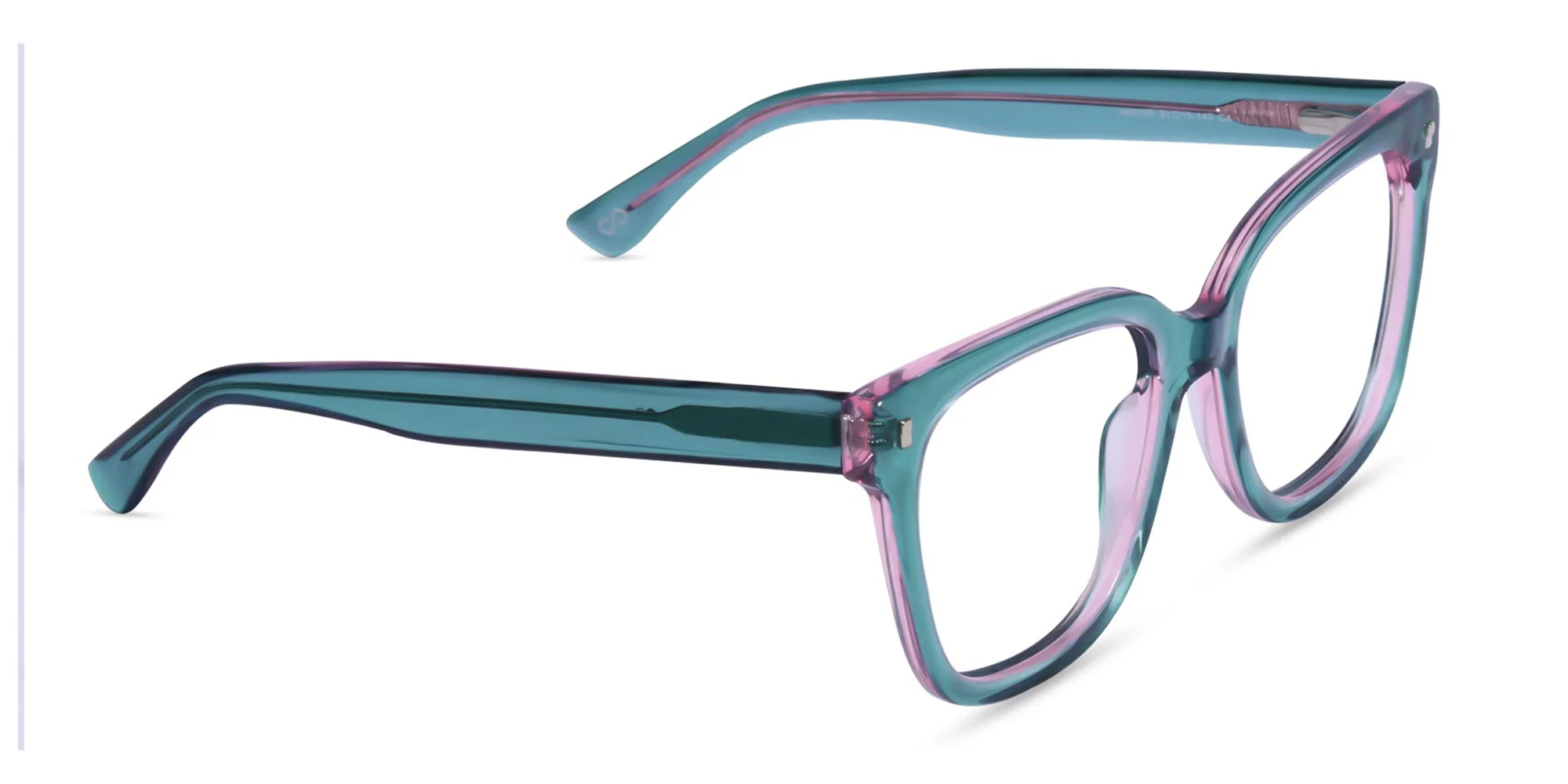 Crystal Teal Green Square Full Rim Glasses-2