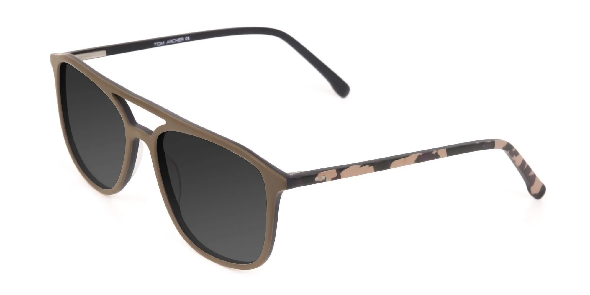 Brown Frame Sunglasses with Dark Grey Tint - 2