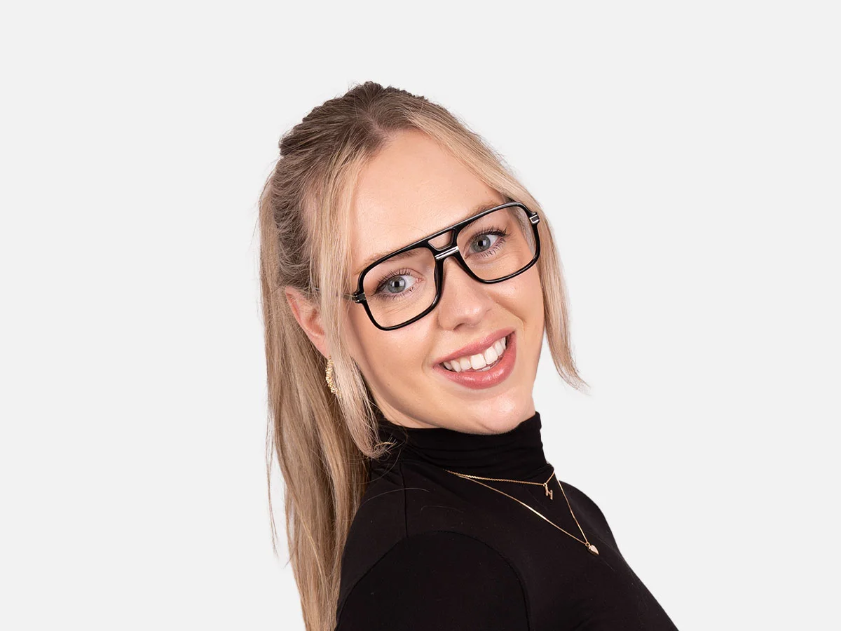 Rectangular Matte Black Double Bridge Glasses-7