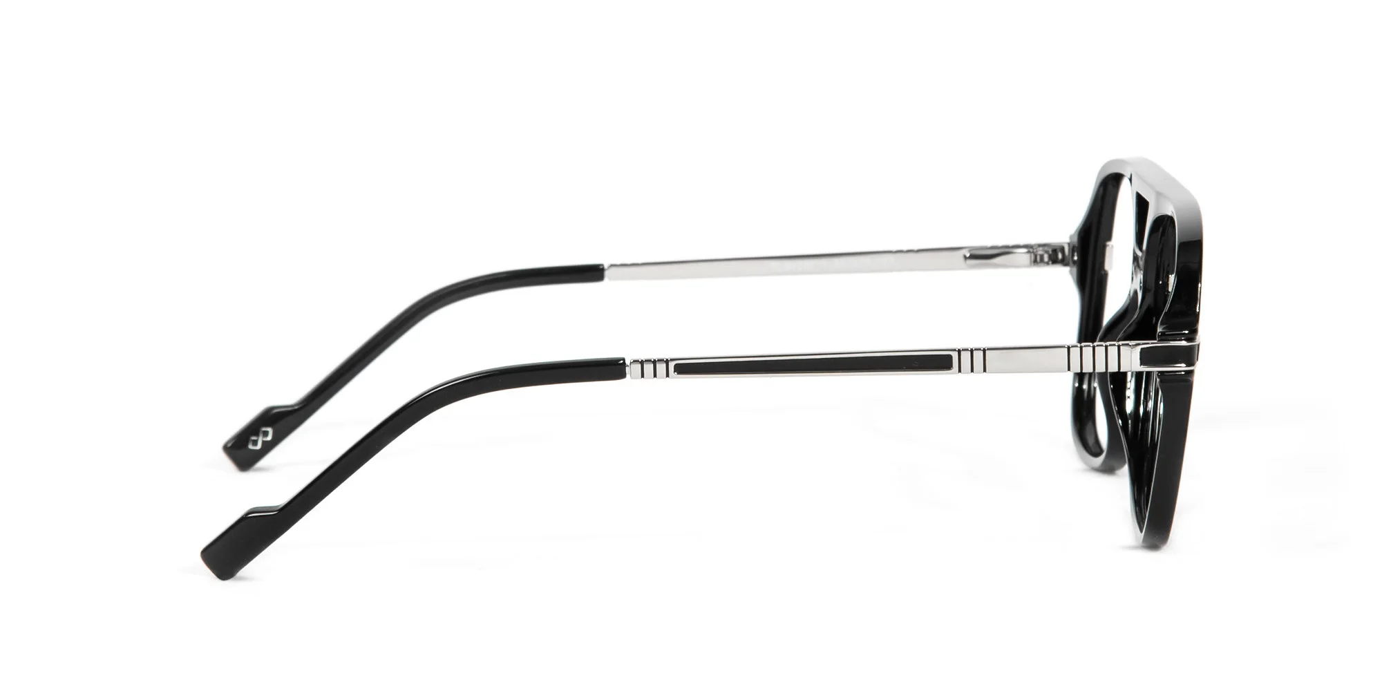 Rectangular Matte Black Double Bridge Glasses-2
