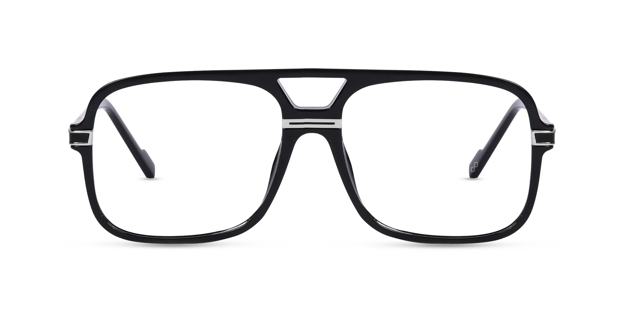 Rectangular Matte Black Double Bridge Glasses-2 Rectangular Matte Black Double Bridge Glasses-2