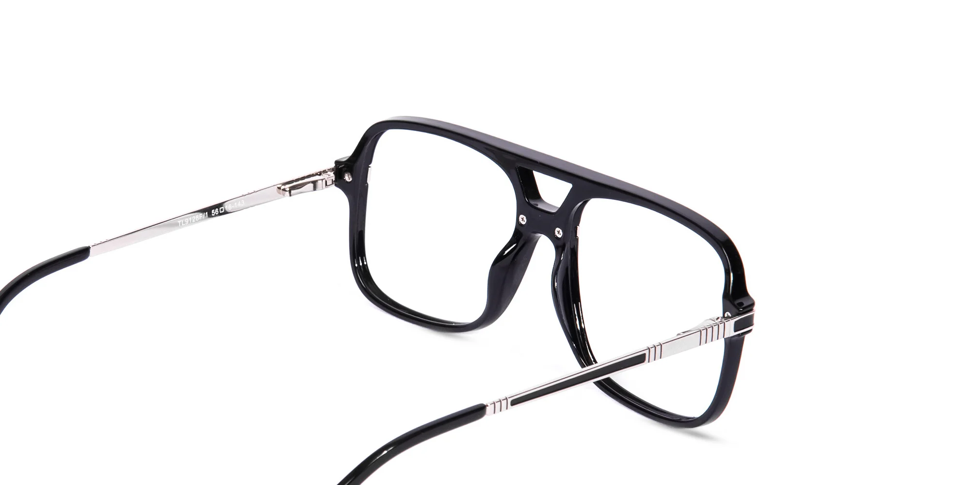 Rectangular Matte Black Double Bridge Glasses-2