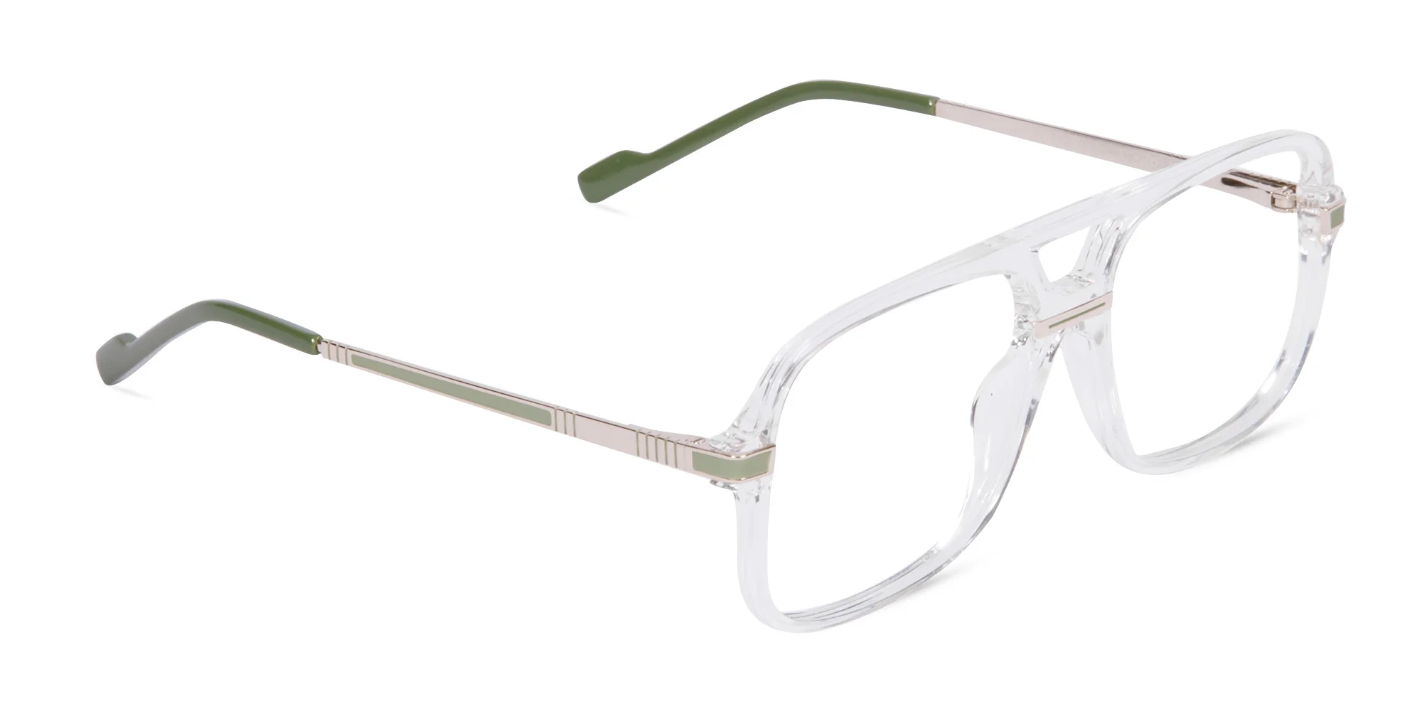 Rectangular Matte Black Double Bridge Glasses-2