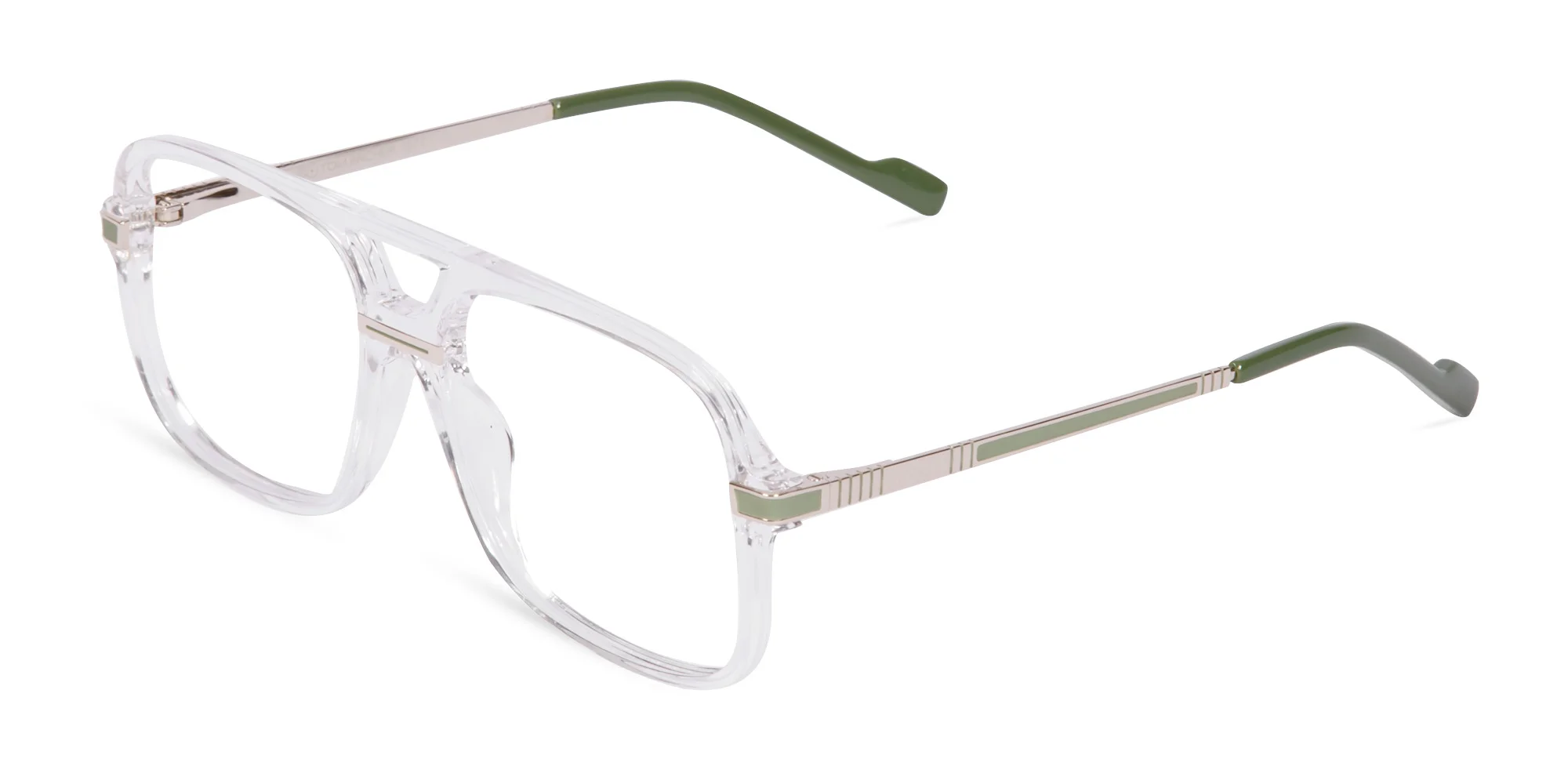 Rectangular Matte Black Double Bridge Glasses-2