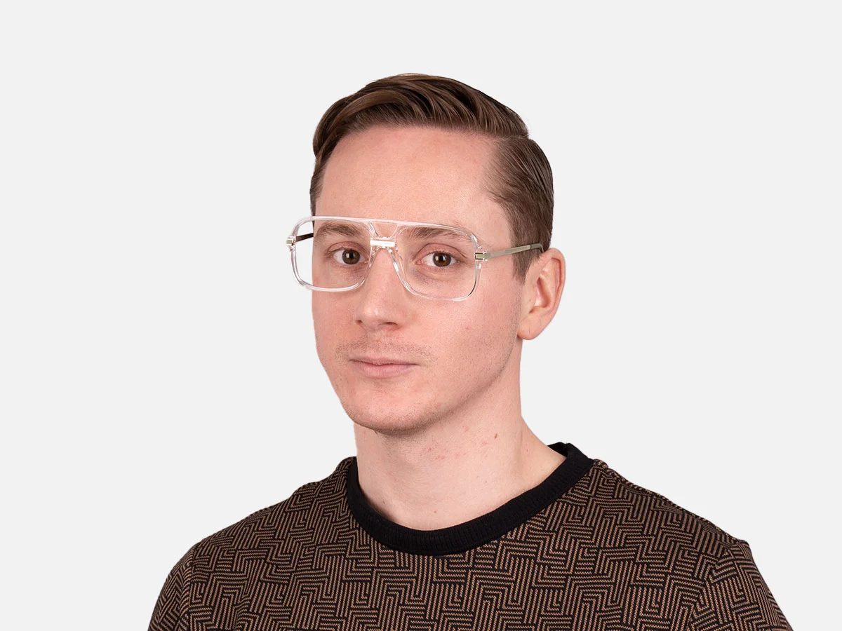 Rectangular Matte Black Double Bridge Glasses-7