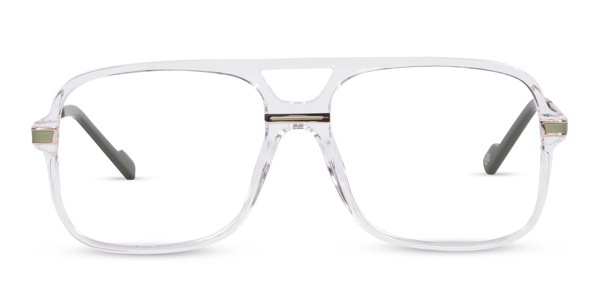 Rectangular Matte Black Double Bridge Glasses-2