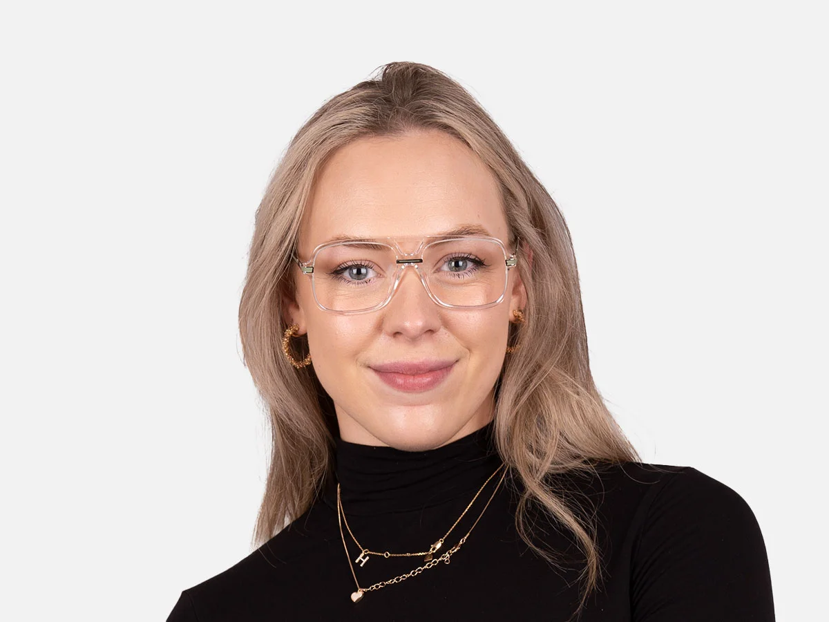 Rectangular Matte Black Double Bridge Glasses-7