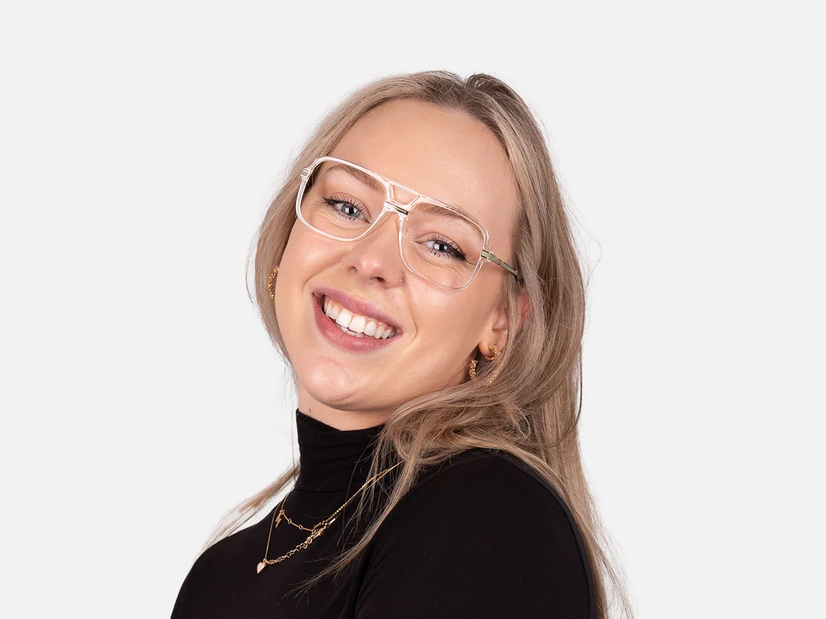 Rectangular Matte Black Double Bridge Glasses-7