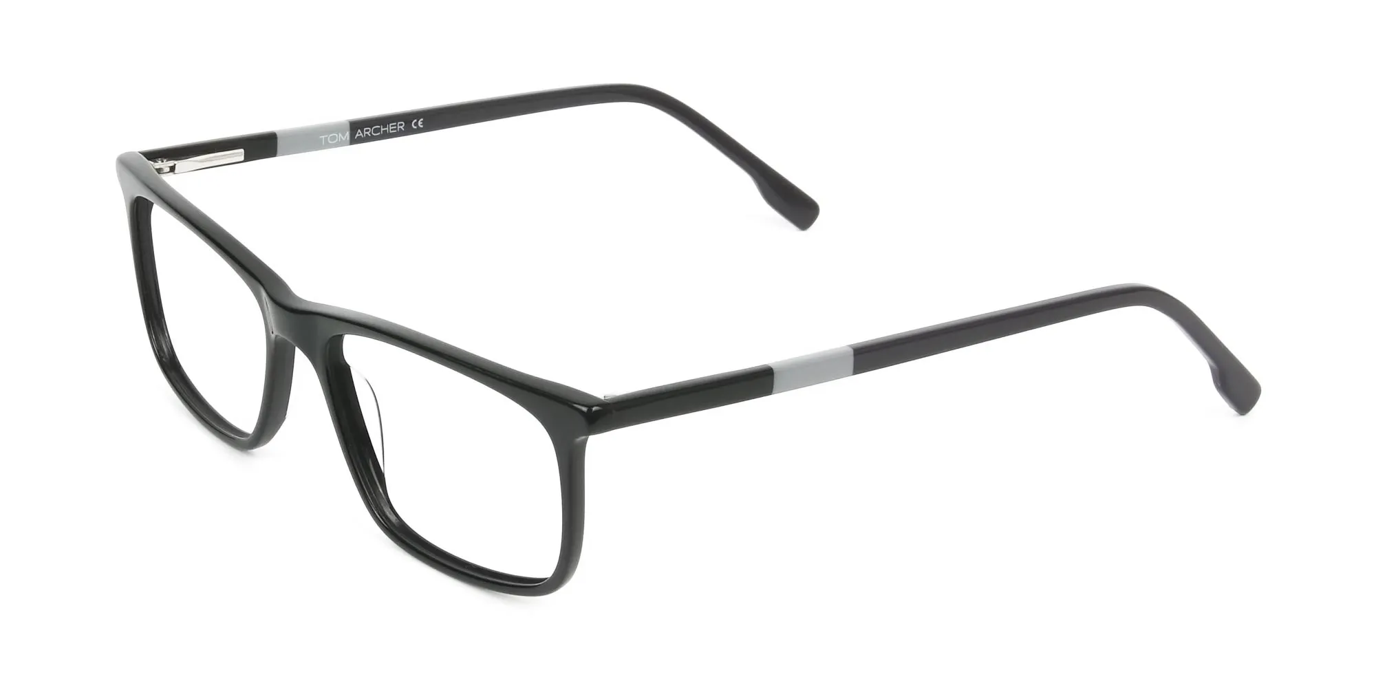 Black Acetate Spectacles in Rectangular - 2
