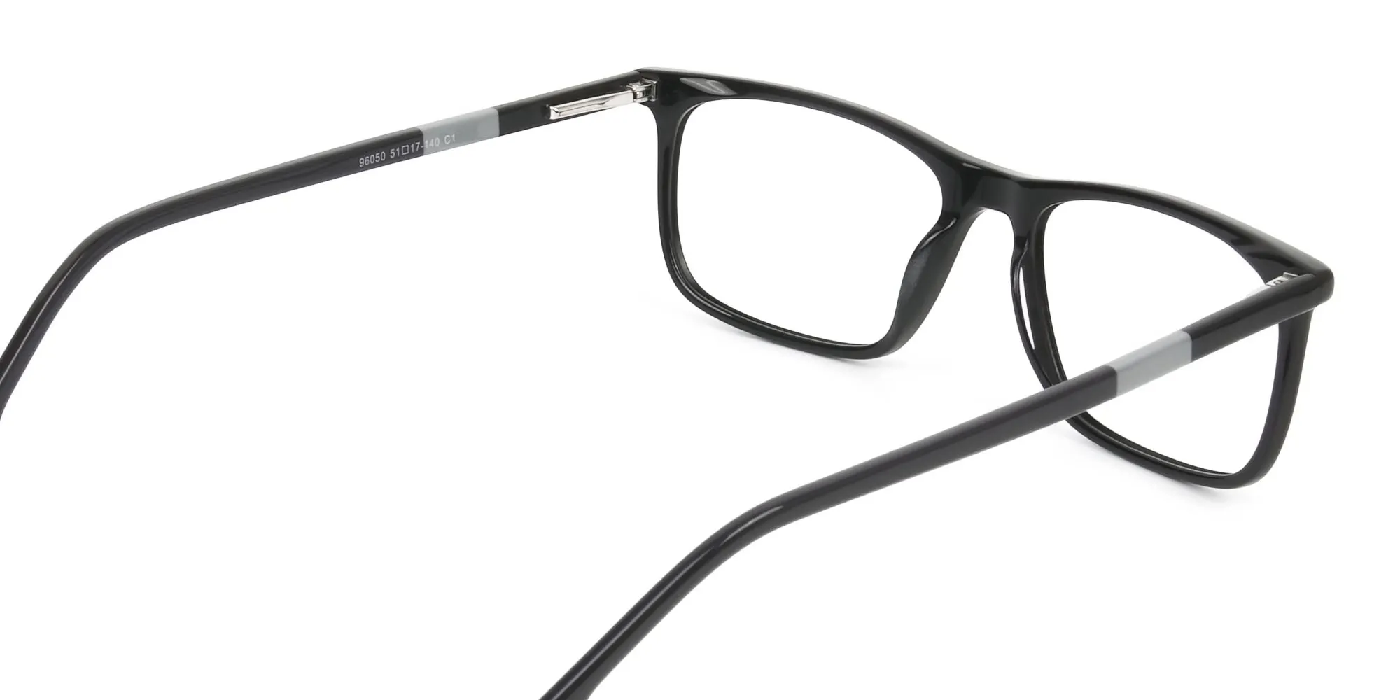 Black Acetate Spectacles in Rectangular - 2