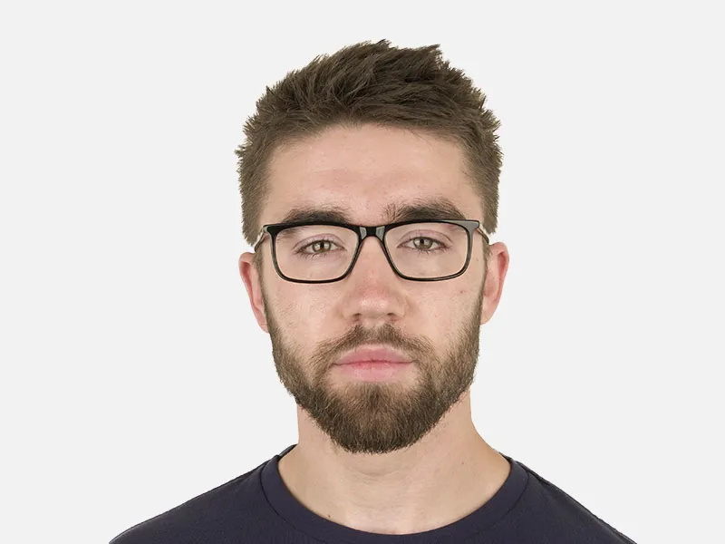 Black Acetate Spectacles in Rectangular - 2