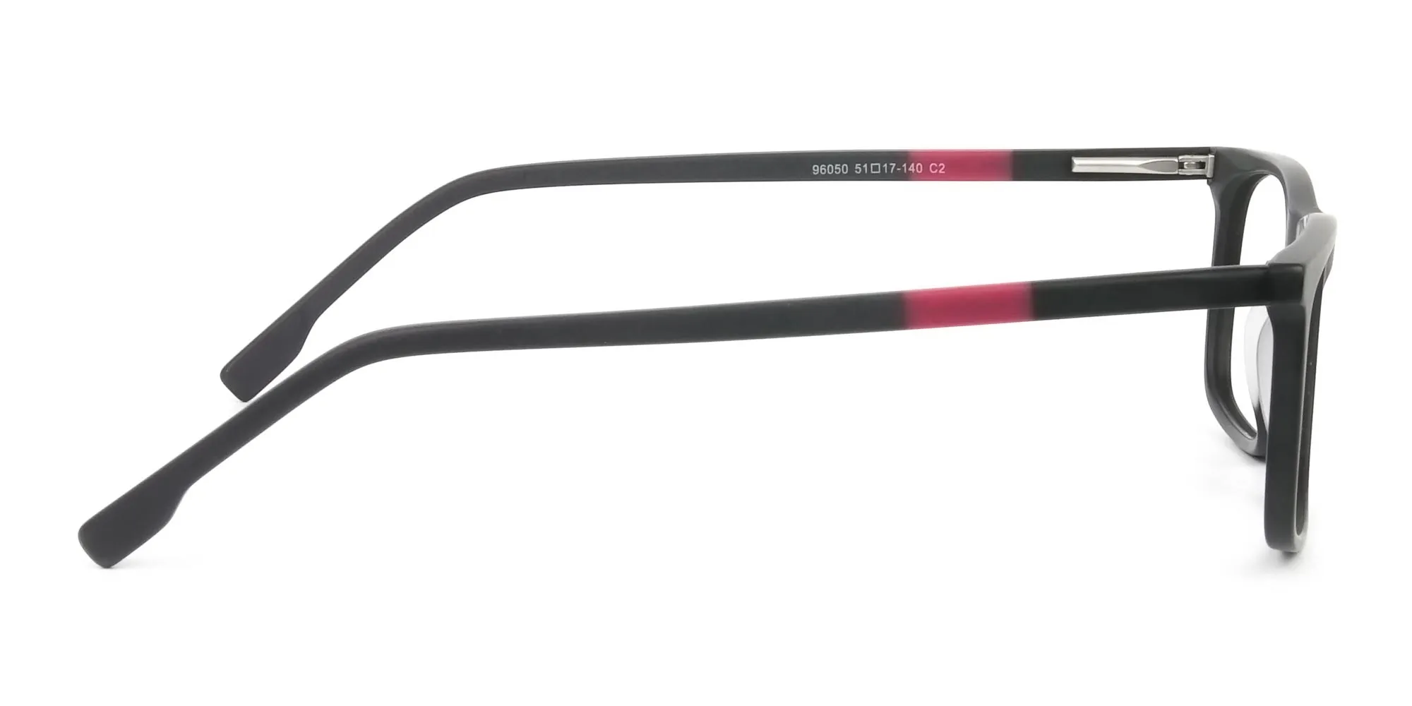 Matte Black & Red Acetate Spectacles - 2