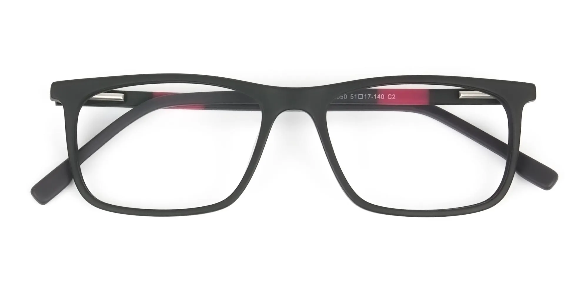 Matte Black & Red Acetate Spectacles - 2