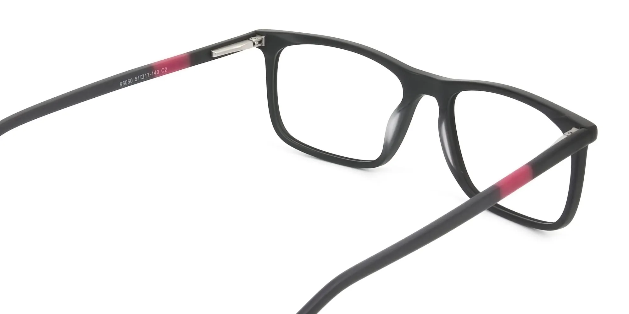 Matte Black & Red Acetate Spectacles - 2