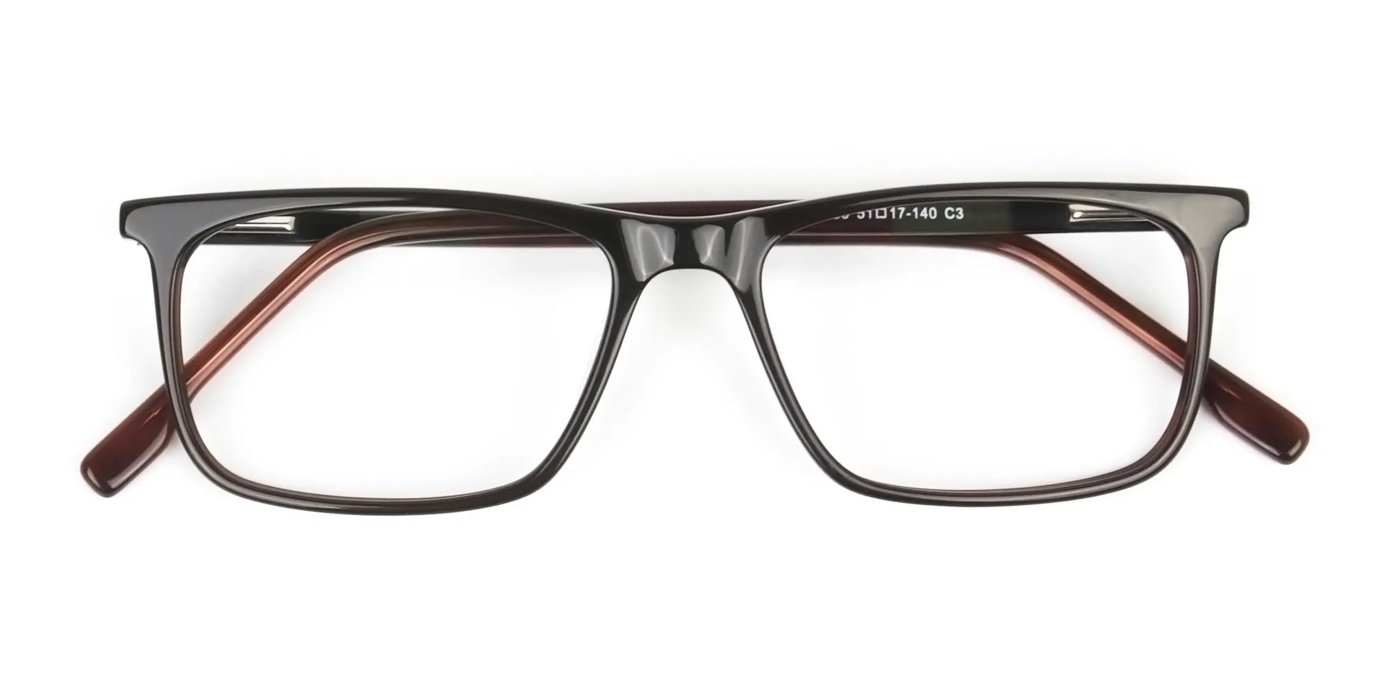 Dark Brown Acetate Spectacles in Rectangular - 2